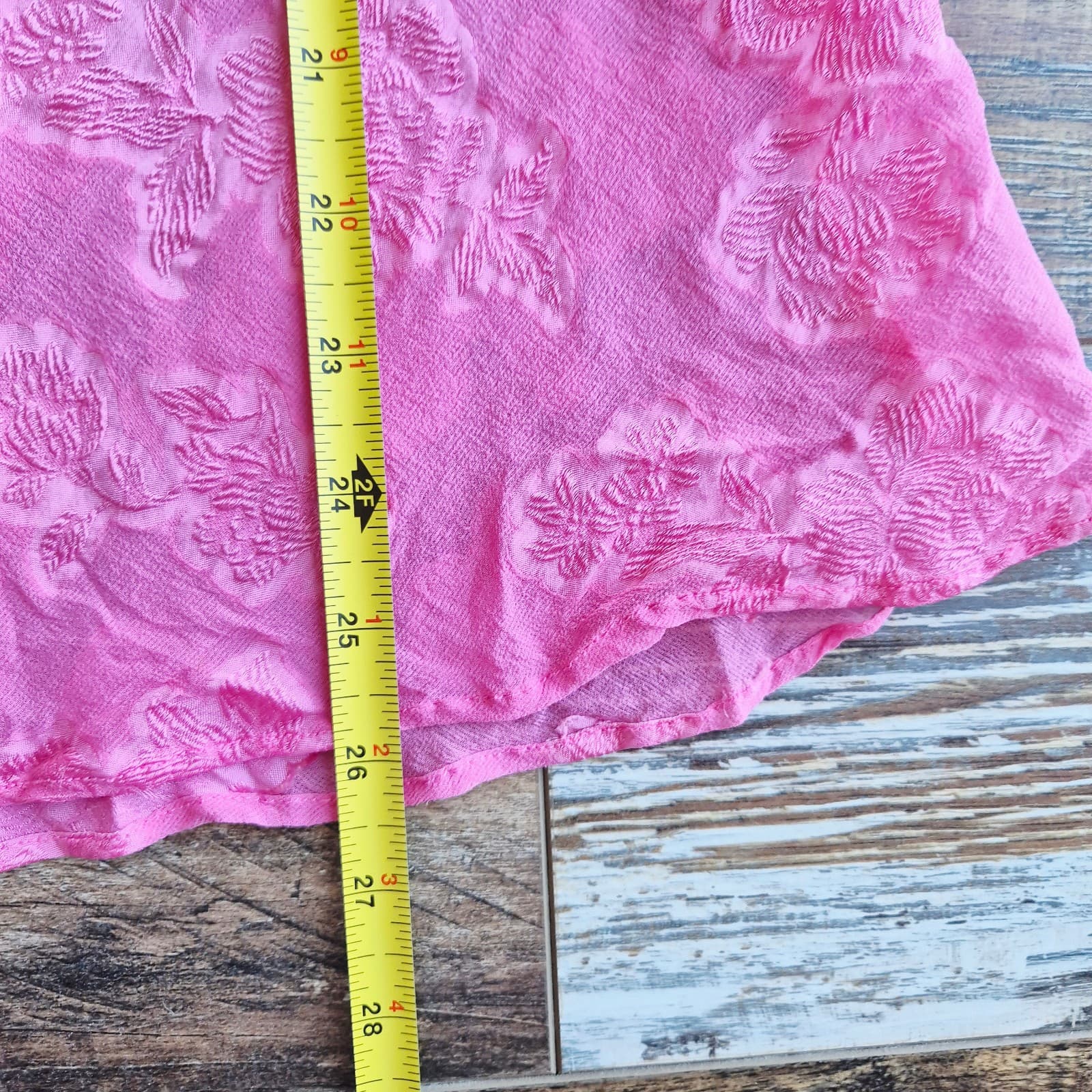 PajamaGram Silk Blend Pink Floral Textured Sheer Mini Chemise Slip Night Gown S - Thumbnail 8