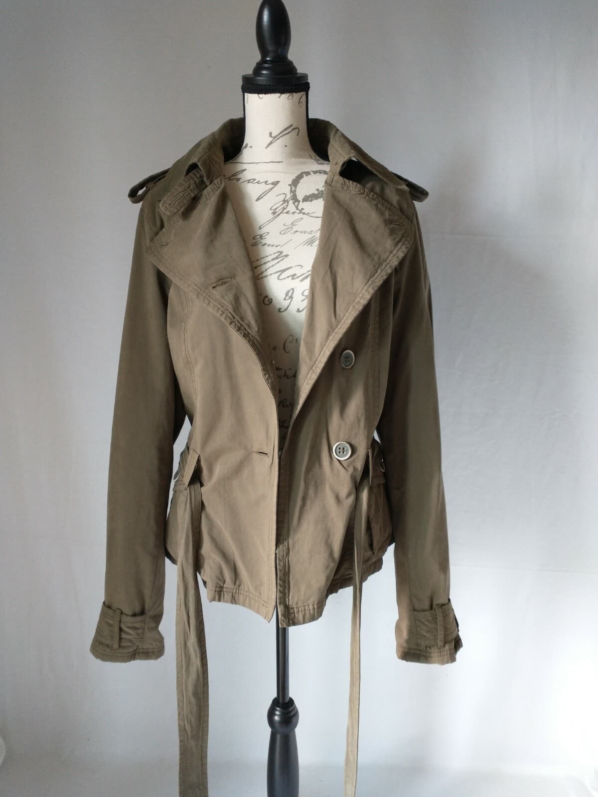 GRAMICCI Fleece Lined Military Jacket Single Breasted Belt Green Women Sz.XL - Thumbnail 5