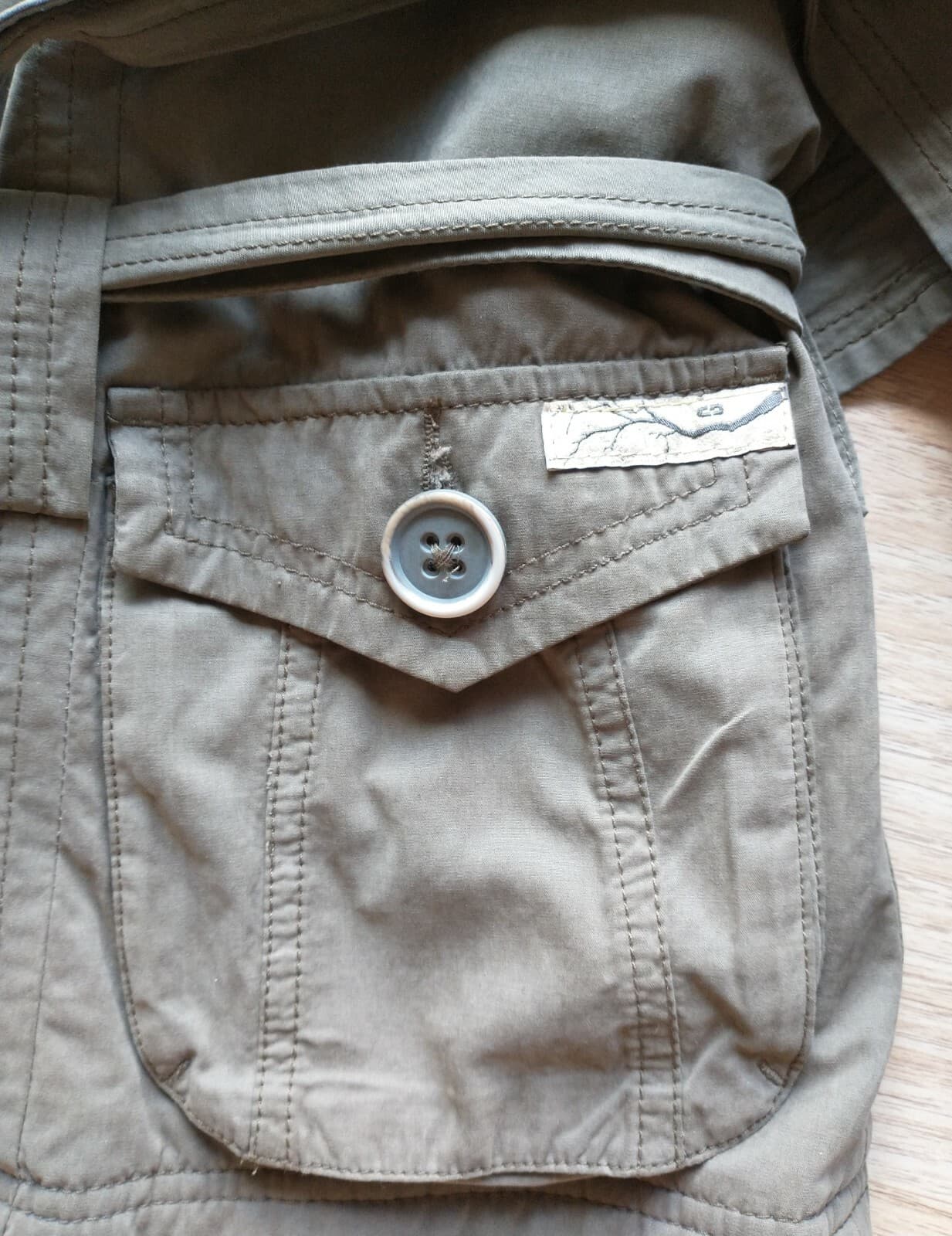 GRAMICCI Fleece Lined Military Jacket Single Breasted Belt Green Women Sz.XL - Thumbnail 12