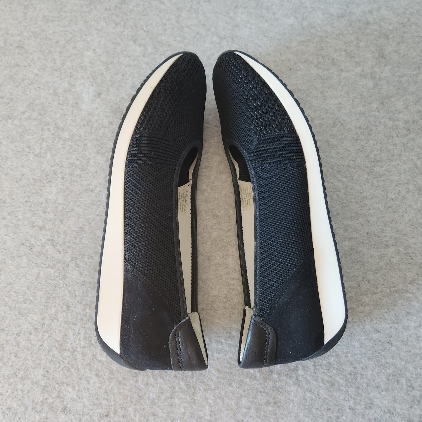 NWoB ARA Skimmer Knit Comfort Slip-On Ballet Flats Black White Women US6.5 - Thumbnail 5
