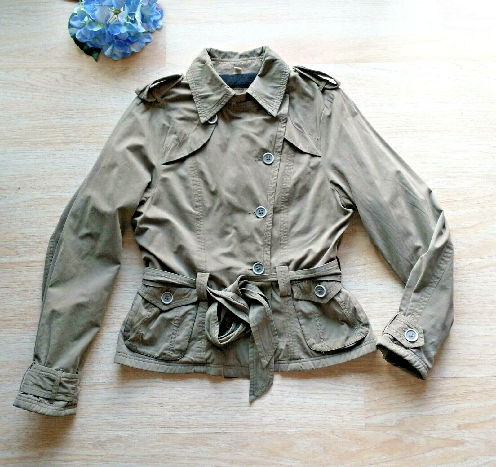 GRAMICCI Fleece Lined Military Jacket Single Breasted Belt Green Women Sz.XL - Thumbnail 2
