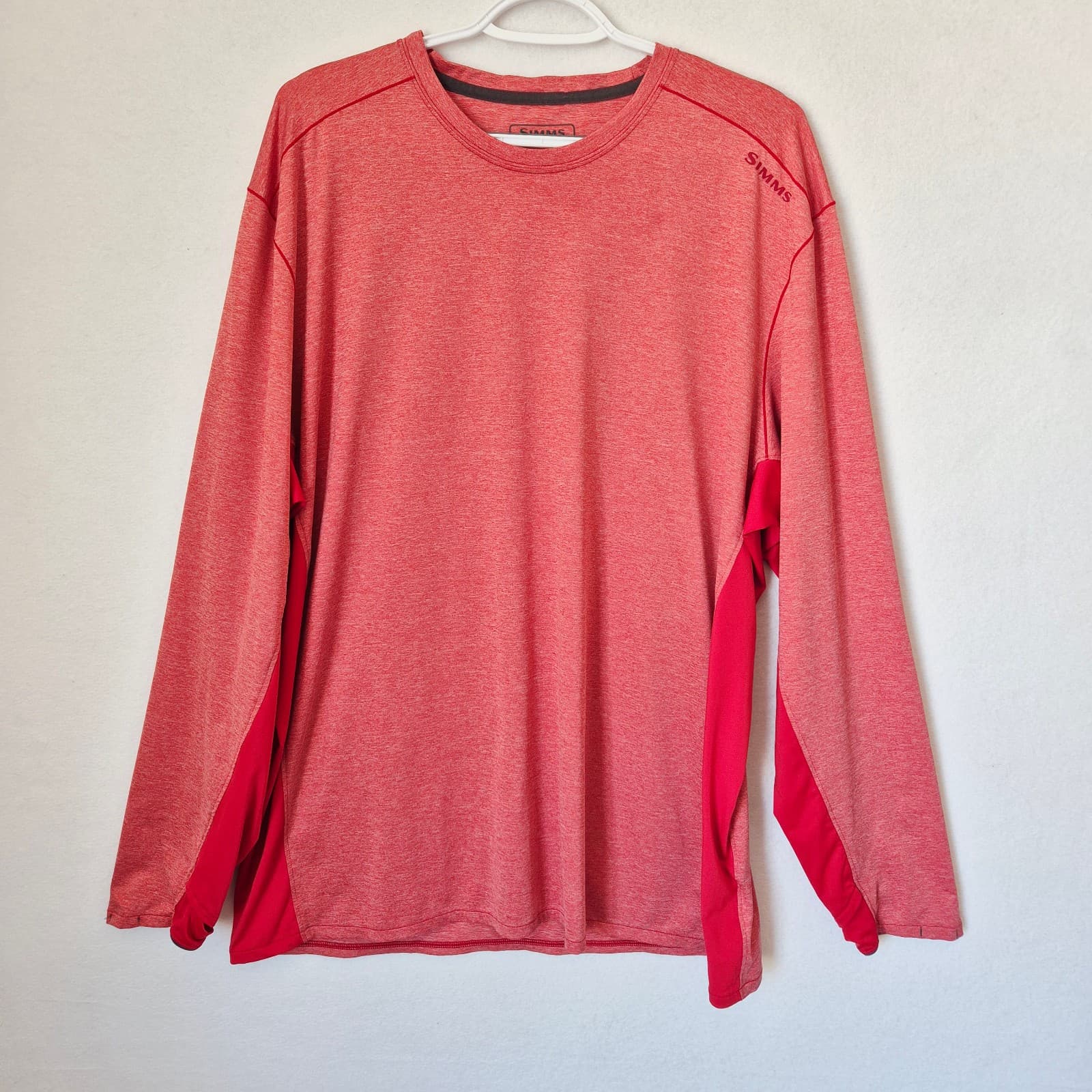 SIMMS SolarFlex UPF50 Fishing Outdoor Long Sleeve T-Shirt Crew Neck Red Men's XL - Thumbnail 3