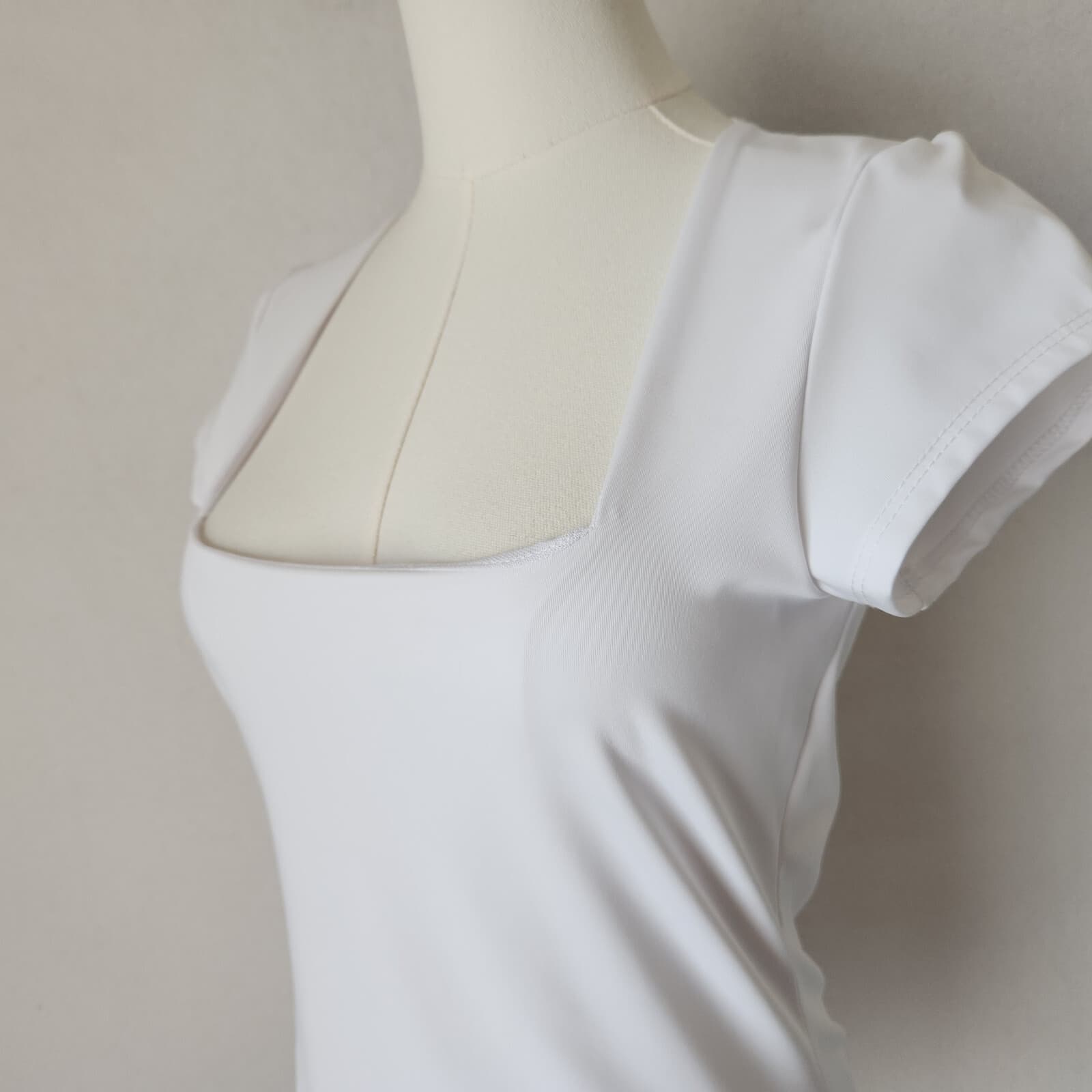 Free People Intimately Square Eyes Bodysuit Short Sleeve Snap White Jersey Sz.L - Thumbnail 5