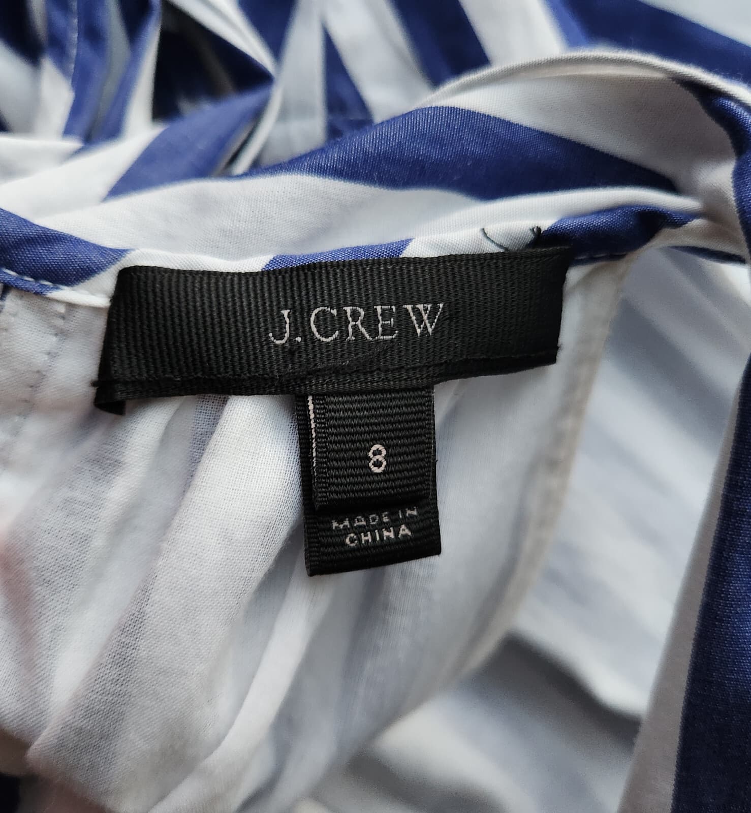 J.Crew Striped Tie-Halter Wide-Leg Jumpsuit Pocket Cotton Blue White Women's 8 - Thumbnail 15