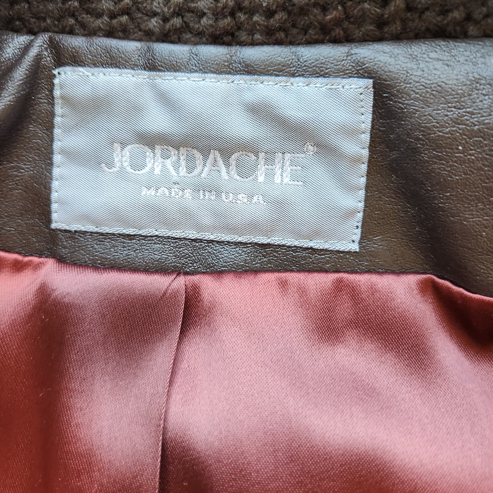 Vintage Jordache Faux Fur Mink Ripped-Knit Jacket Zip-Up Pocket Brown Women 9/10 - Thumbnail 9