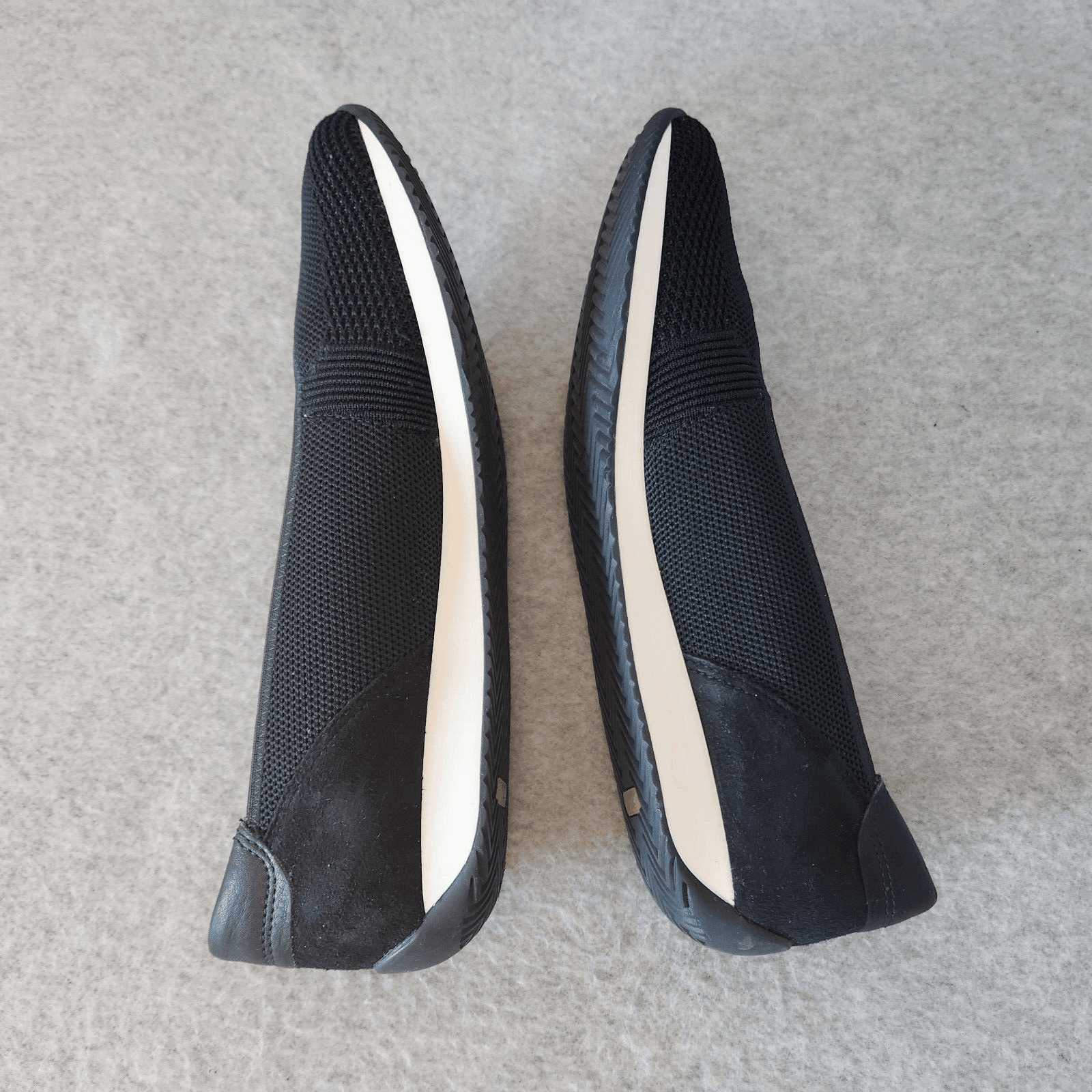 NWoB ARA Skimmer Knit Comfort Slip-On Ballet Flats Black White Women US6.5 - Thumbnail 4
