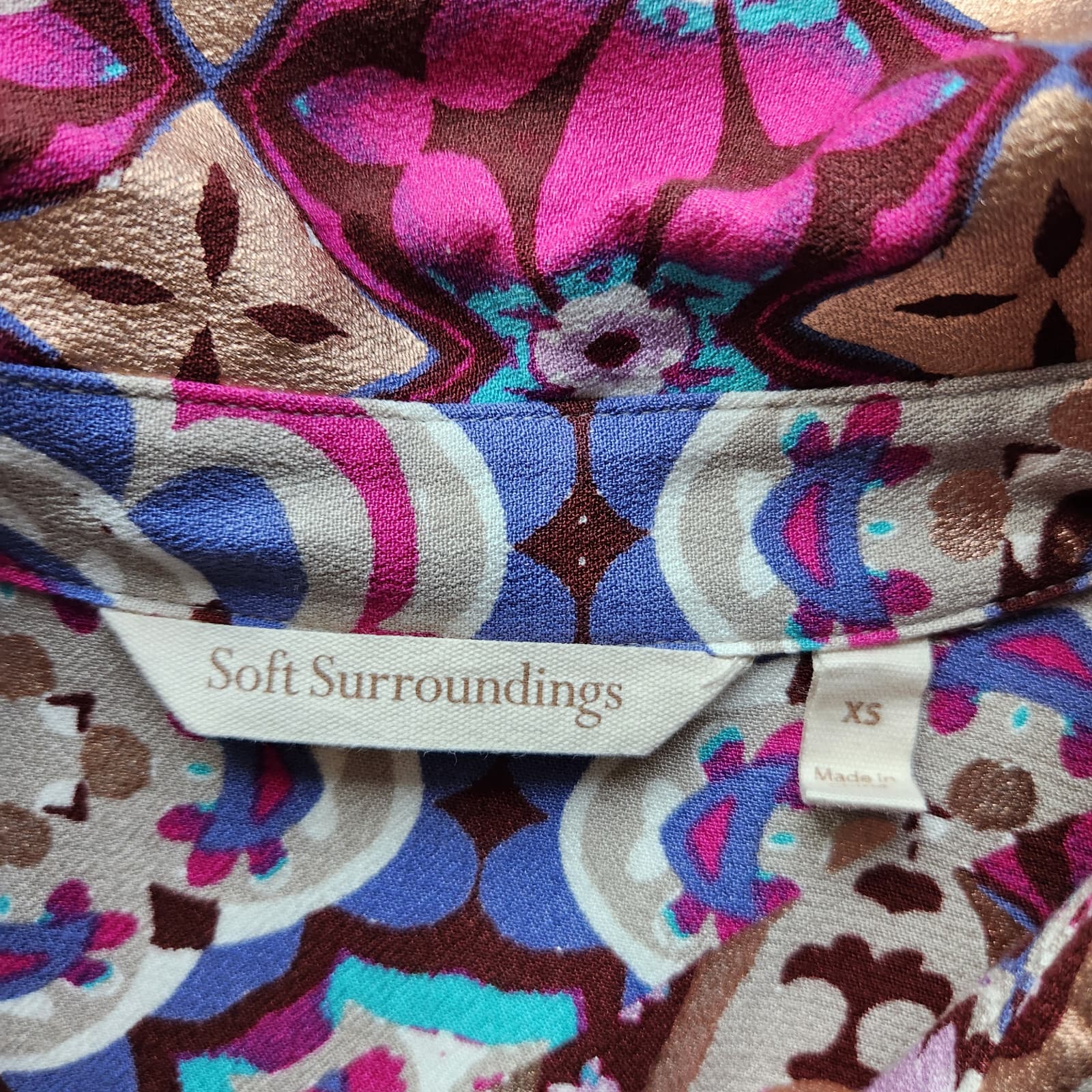 Soft Surroundings Palermo Soho Maxi Shirt Dress Long Sleeve Festoon Fuchsia XS - Thumbnail 11
