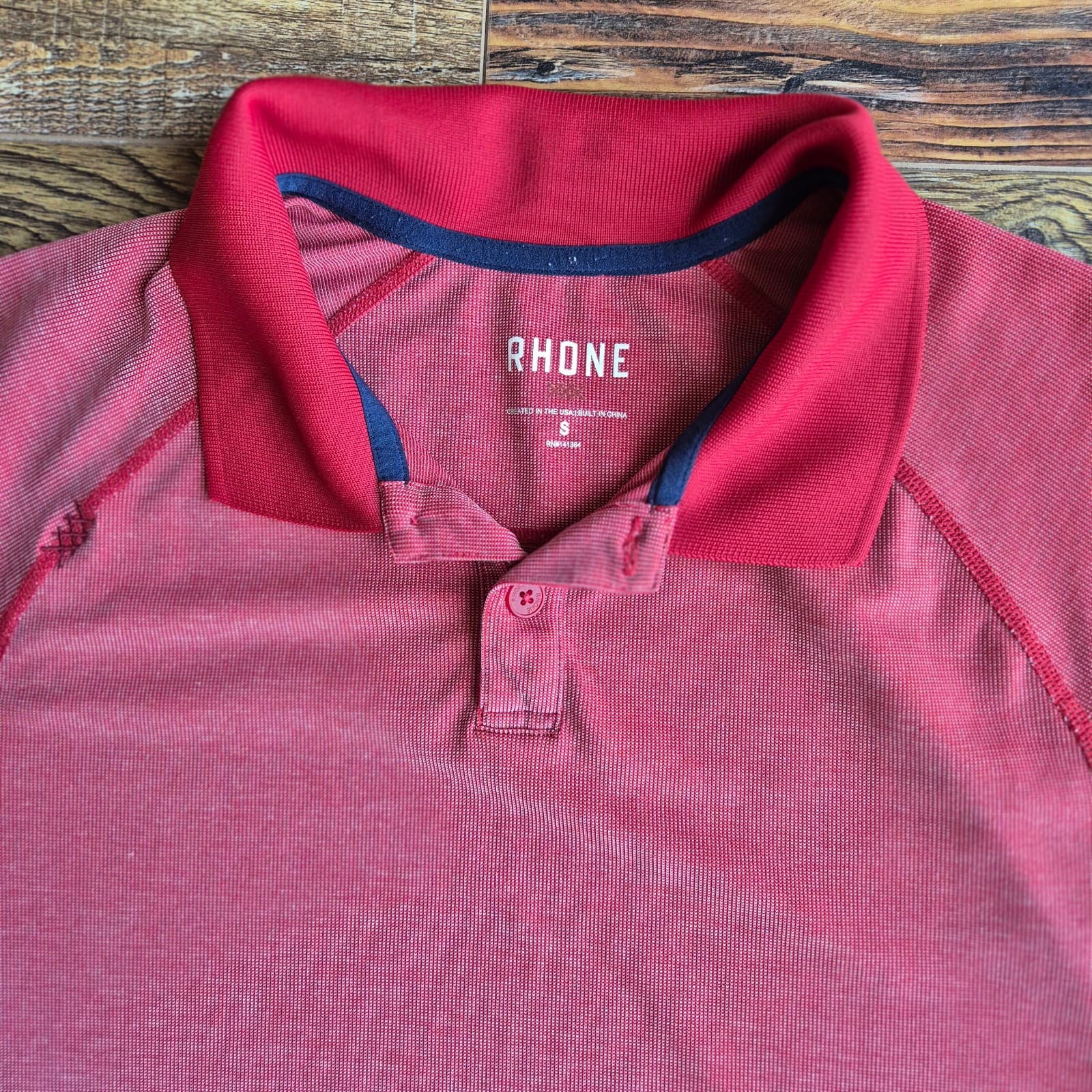 RHONE Delta Pique Polo Premium Lightweight Mesh Shirt Short Sleeve Red Men's S - Thumbnail 3