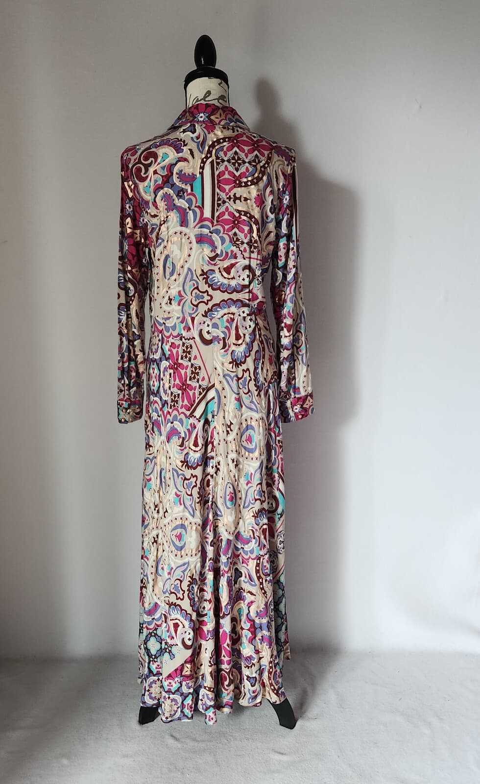 Soft Surroundings Palermo Soho Maxi Shirt Dress Long Sleeve Festoon Fuchsia XS - Thumbnail 9