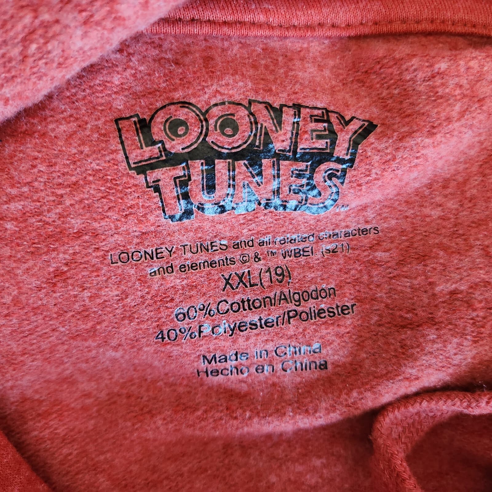 Looney Tunes That's All Folks Youth XXL(19) Hoodie Sweatshirt Pocket Orange-Red - Thumbnail 7