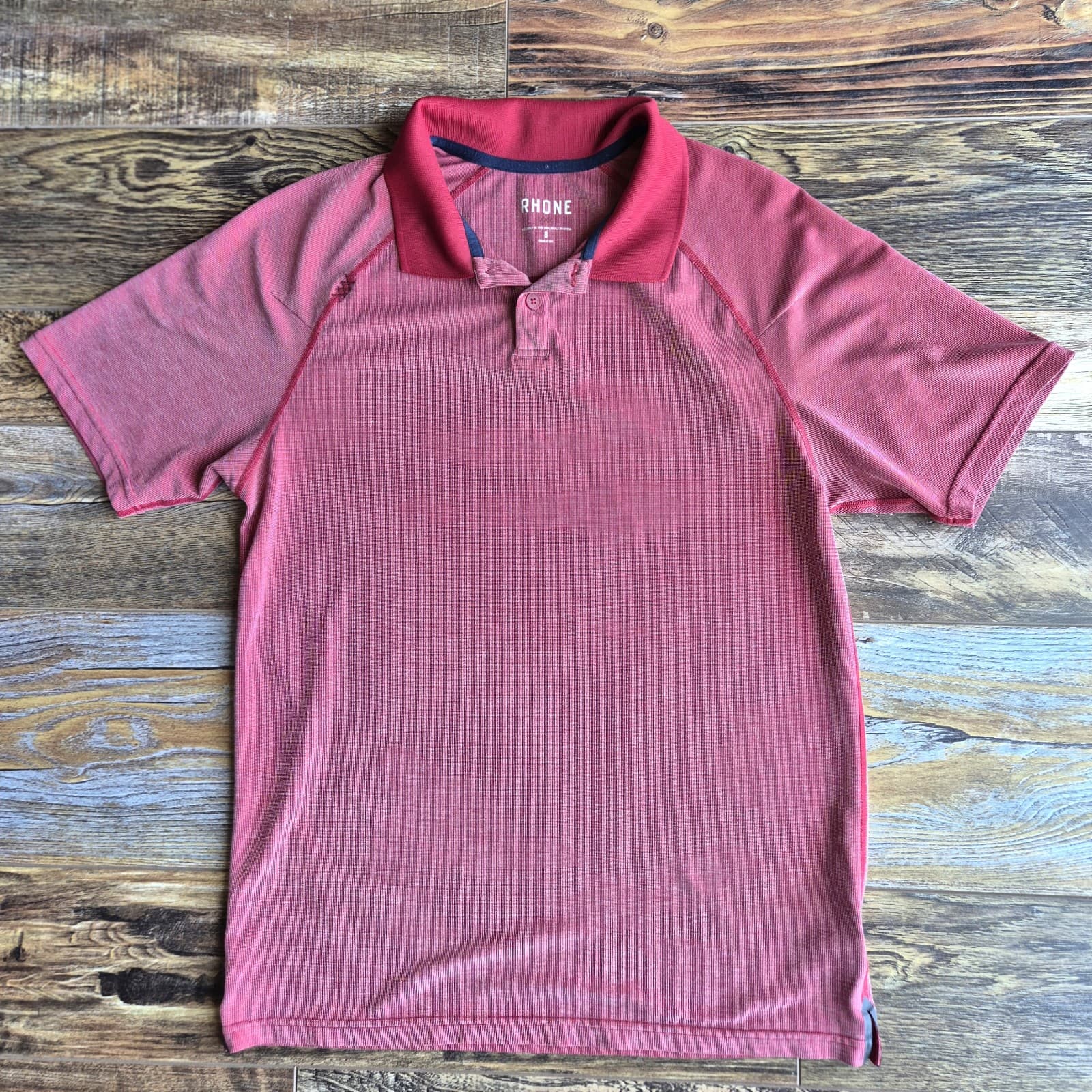 RHONE Delta Pique Polo Premium Lightweight Mesh Shirt Short Sleeve Red Men's S - Thumbnail 4