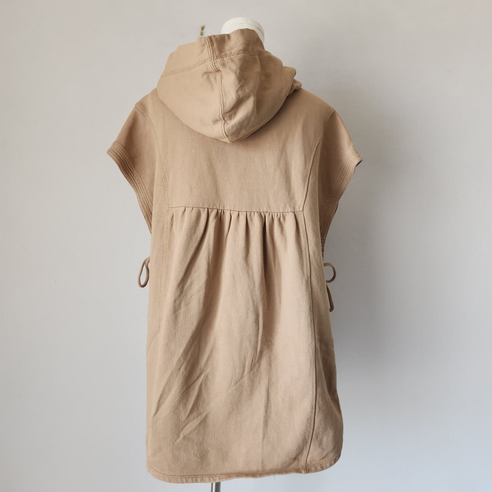 NEW Pilcro Anthropologie Side-Tie Short-Sleeve Button Poncho Terry Brown XXS/XS - Thumbnail 12