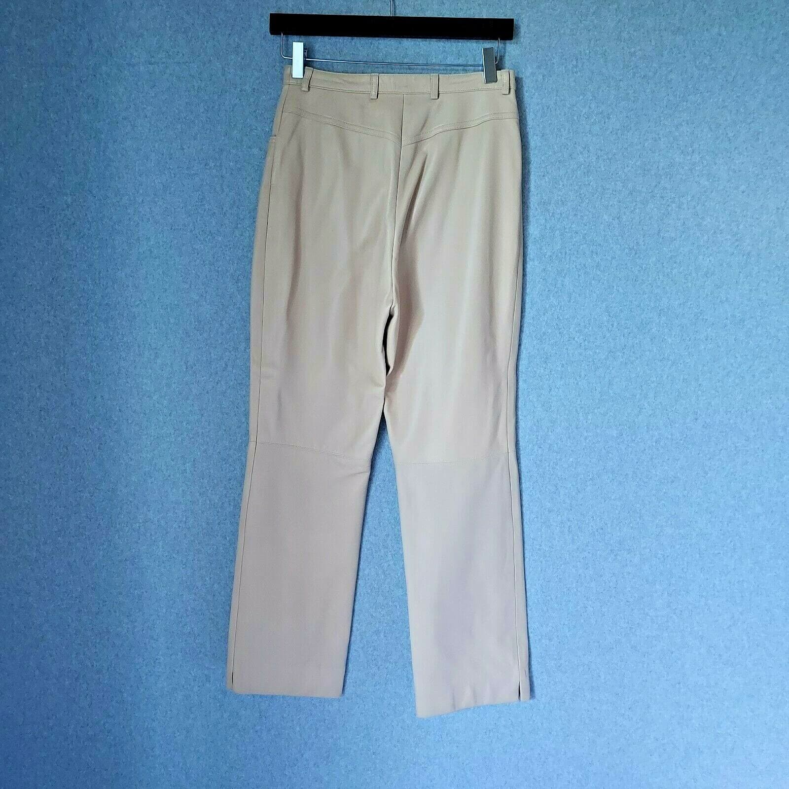 ESCADA 100% Lambskin Leather Pants Straight Leg Zip Lined Tan Women Sz.36 - Thumbnail 5