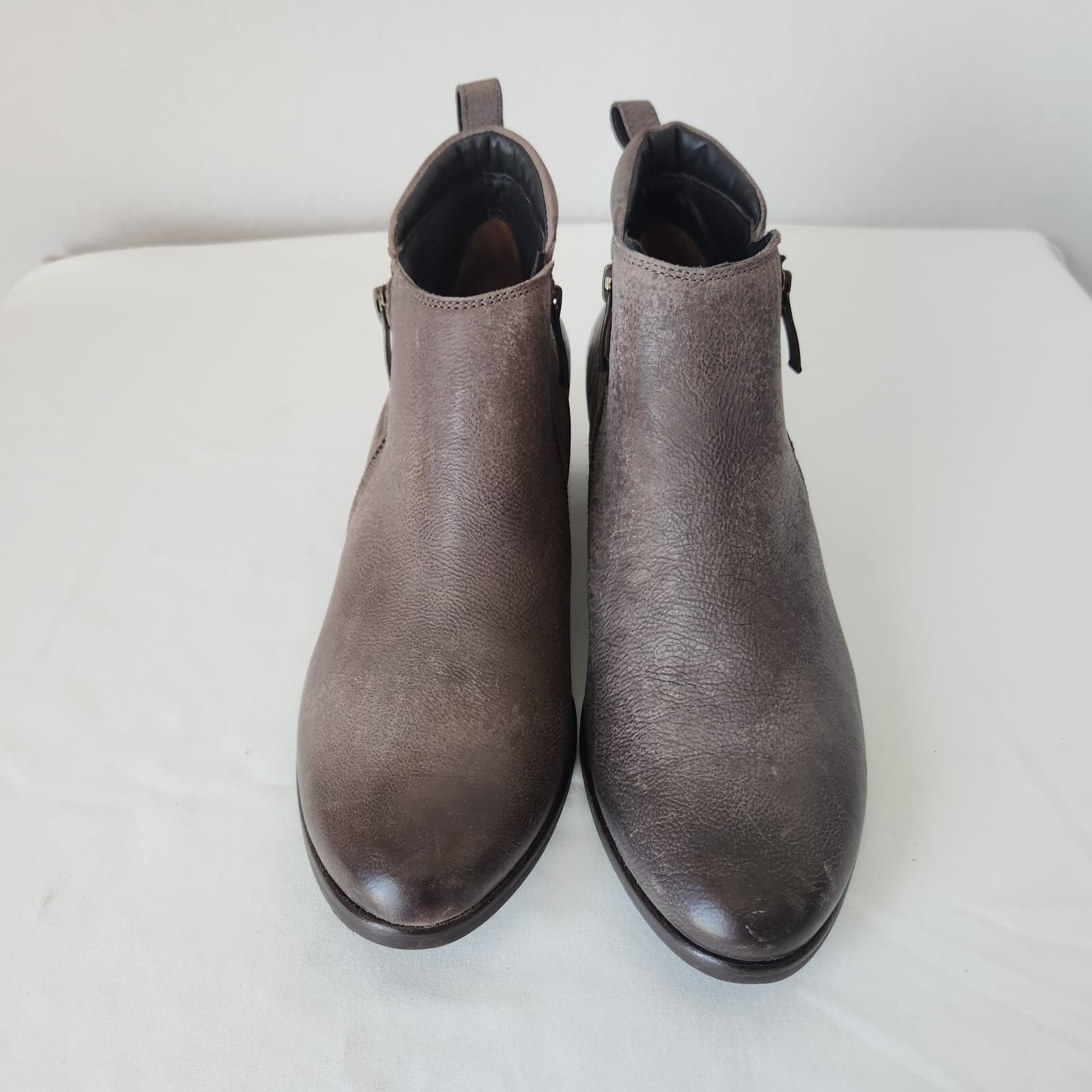 Paul Green Munchen Austria Jillian Leather Dual Zipper Ankle Boots Brown US8.5 - Thumbnail 3