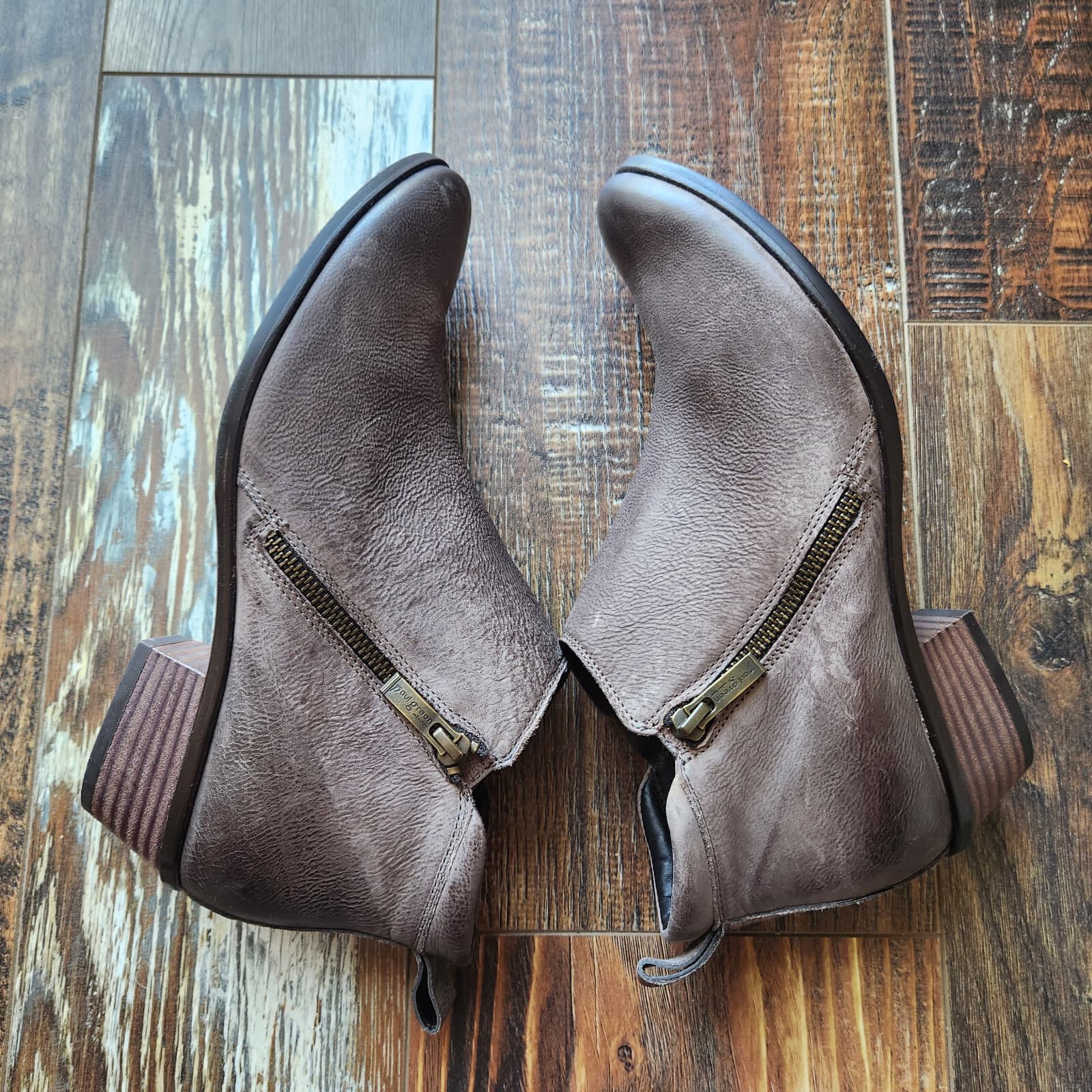 Paul Green Munchen Austria Jillian Leather Dual Zipper Ankle Boots Brown US8.5 - Thumbnail 5