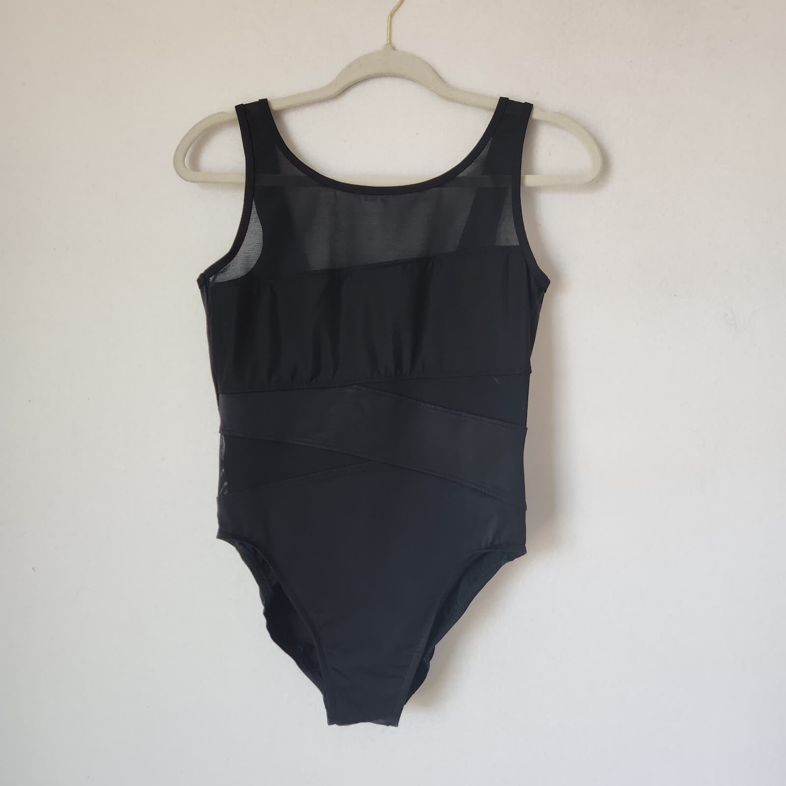 Miraclesuit Sheer Mesh One-Piece Swimsuit Panel High-Neck No-Padded Black Sz.14 - Thumbnail 2