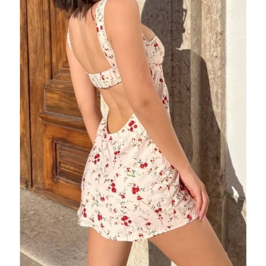 NWT RUMORED Loverboy Roses Sweetheart Romantic Mini Dress Built-In Bra Pink XS - Thumbnail 6