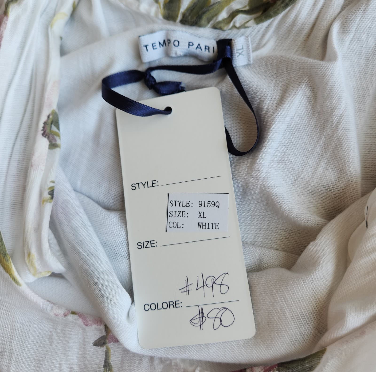 NWT Tempo Paris XL Floral Silk Blend Chiffon Layered Mini Dress Sleeveless White - Thumbnail 6