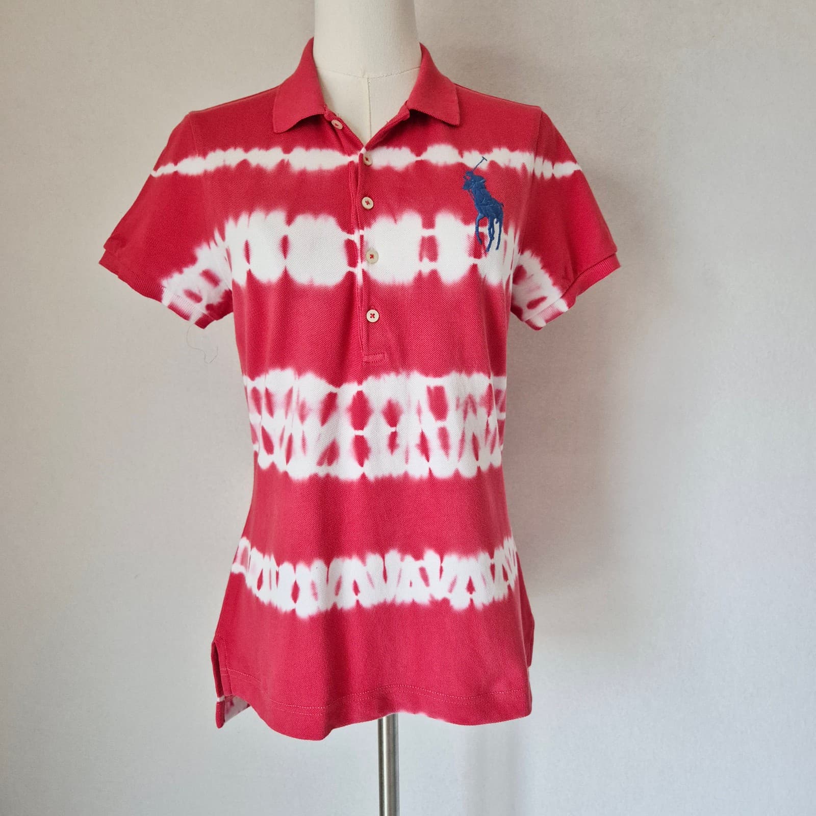 Ralph Lauren Sport Big Pony Tie Dye Batik Cotton Polo Shirt Short Sleeve Women M - Thumbnail 2