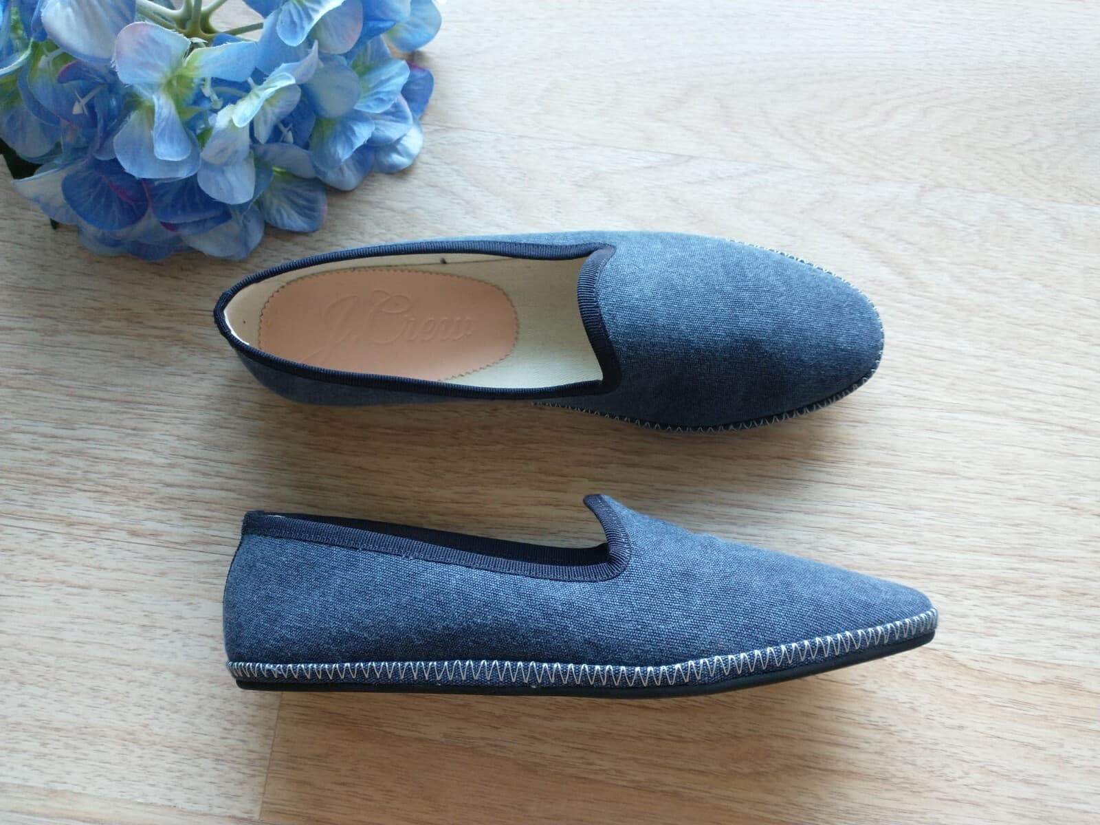 NWoB J.Crew Denim Canvas Loafers Slip-On Navy Blue Women US7.5 - Thumbnail 4