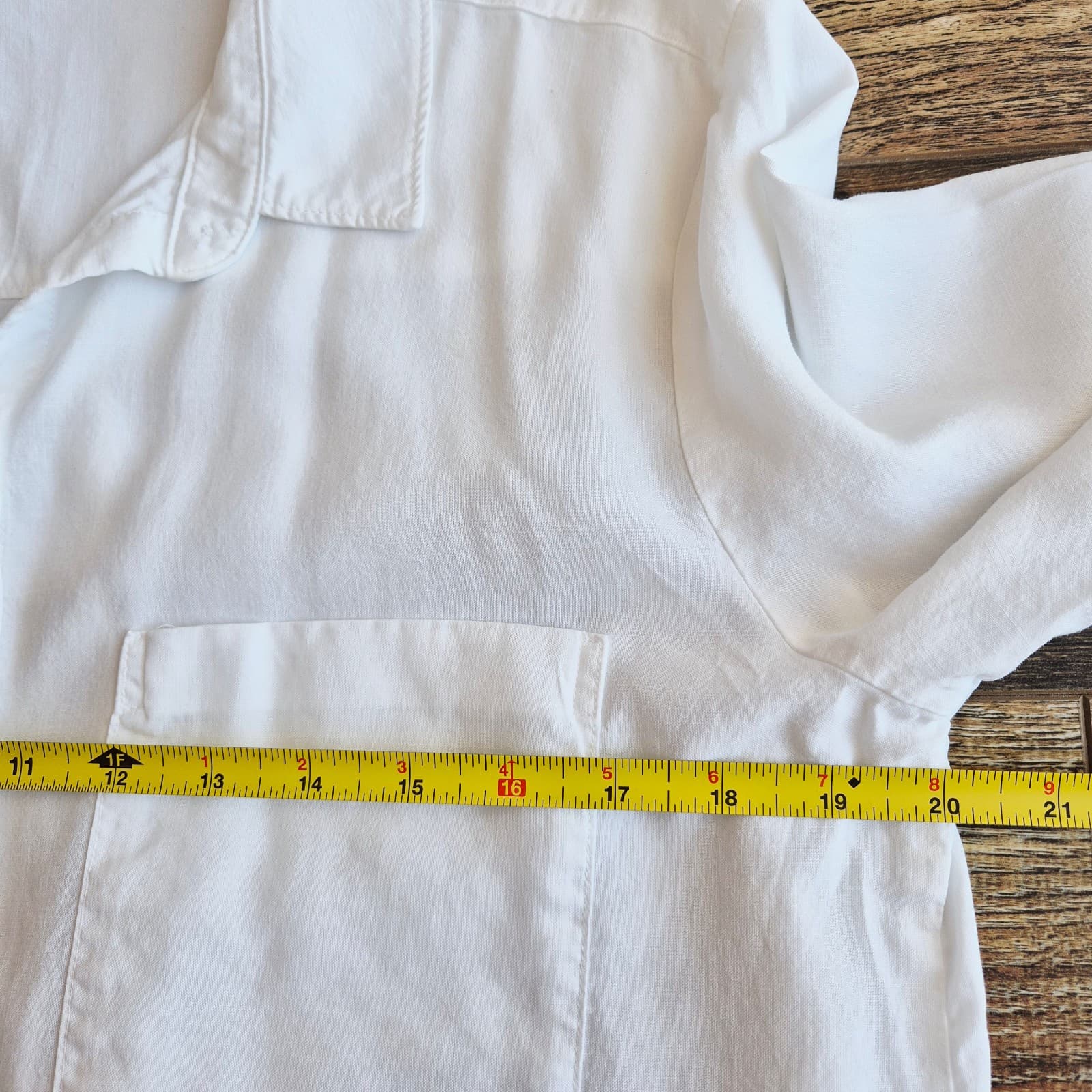 Cloth & Stone Classic Button-Down Shirt Pocket Long Sleeve White Tencel Sz.M - Thumbnail 11