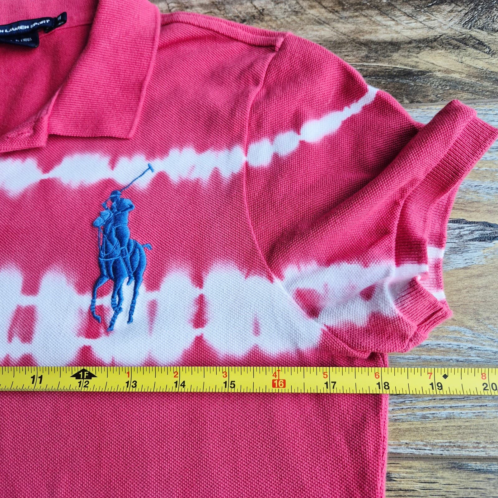 Ralph Lauren Sport Big Pony Tie Dye Batik Cotton Polo Shirt Short Sleeve Women M - Thumbnail 9