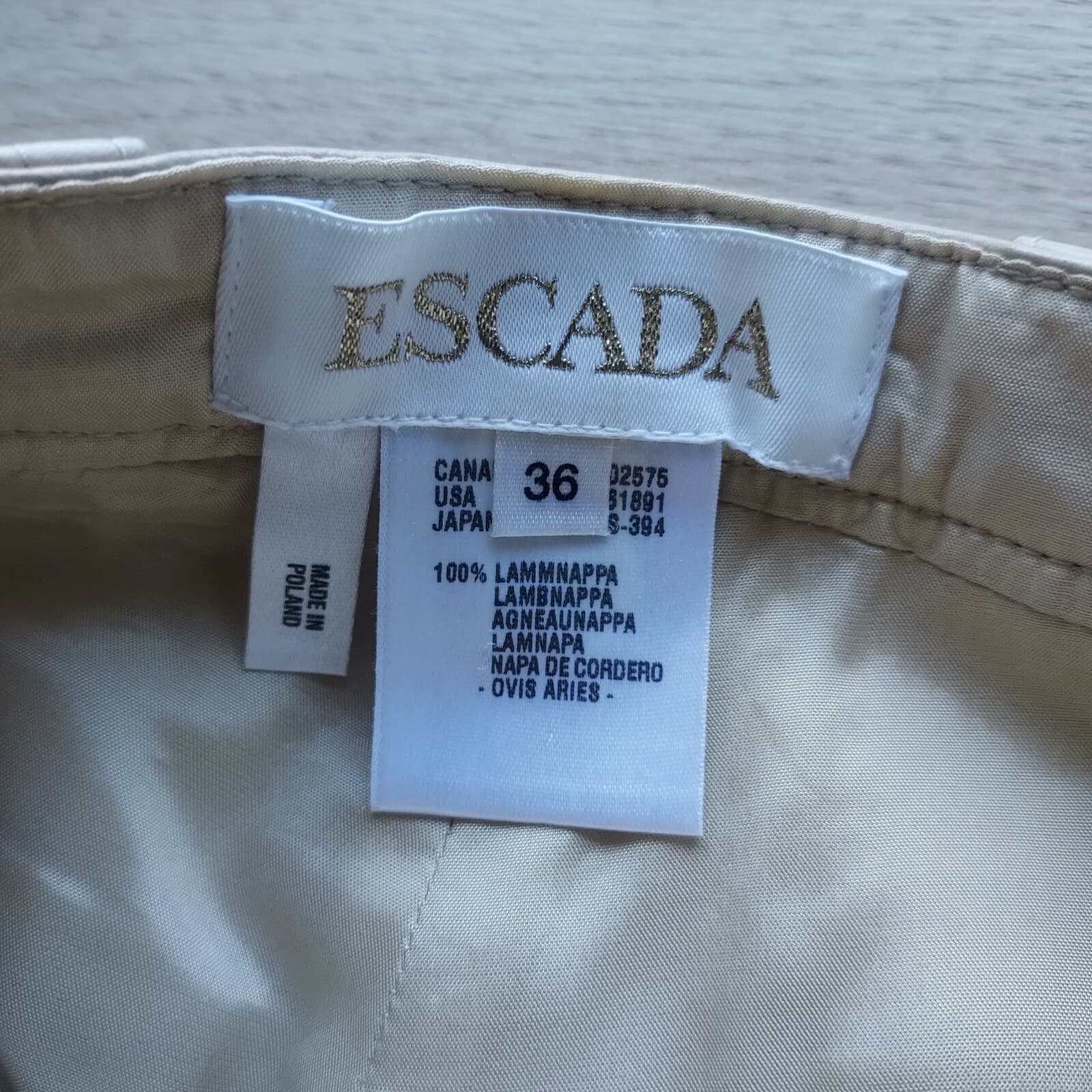 ESCADA 100% Lambskin Leather Pants Straight Leg Zip Lined Tan Women Sz.36 - Thumbnail 7