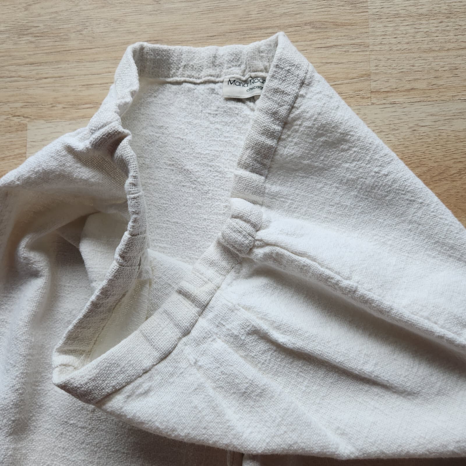 Vintage Maria Rodriguez Chicago Woven Cotton Front-Pleated Pants Pull-On White S - Thumbnail 4