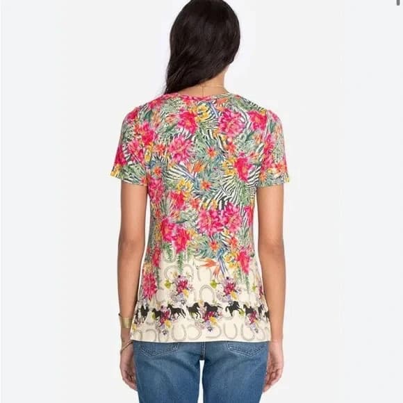 Johnny Was Seabiscuit Floral Horse T-Shirt Short Sleeve Jersey Bamboo Women's XS - Thumbnail 6