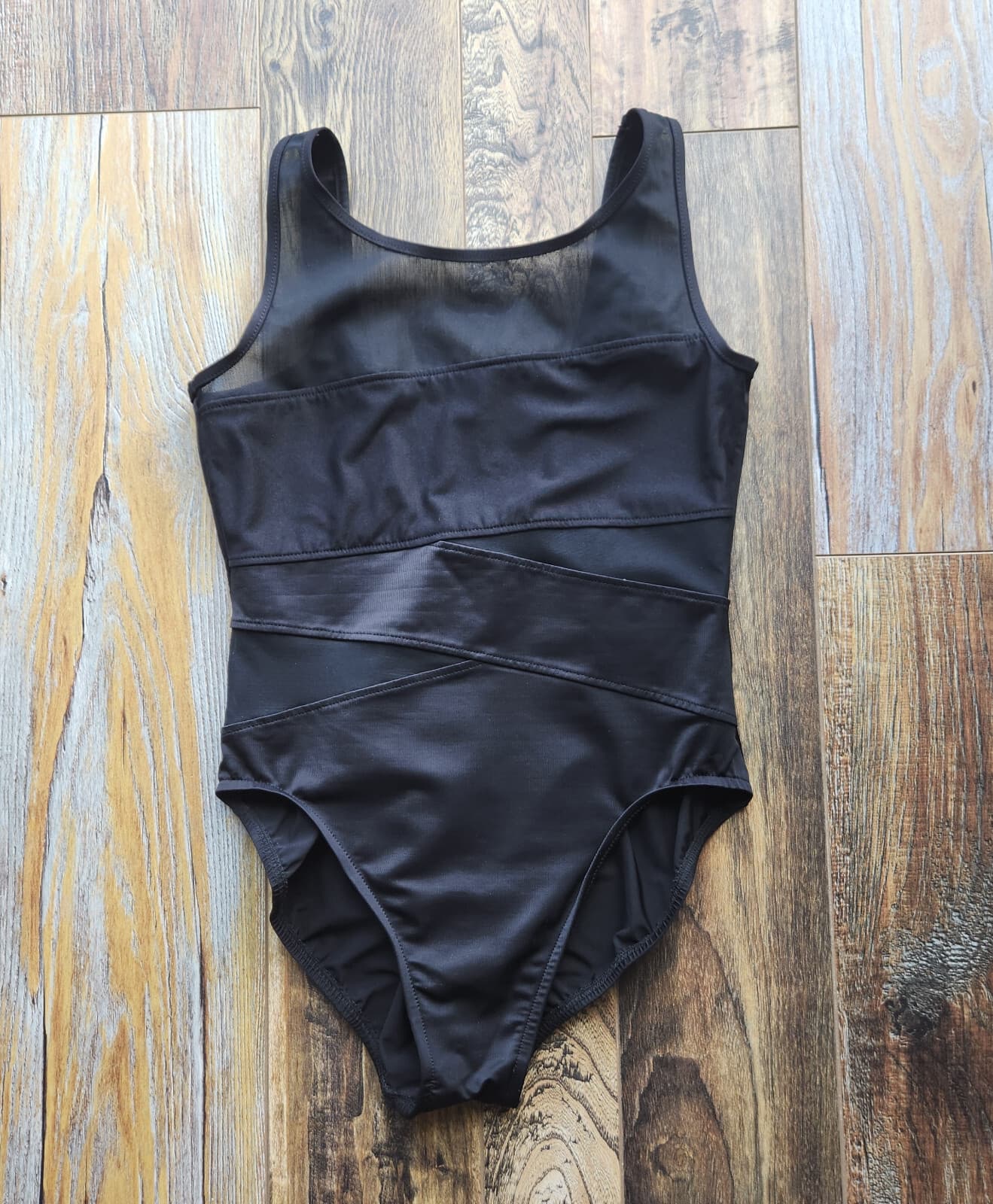 Miraclesuit Sheer Mesh One-Piece Swimsuit Panel High-Neck No-Padded Black Sz.14