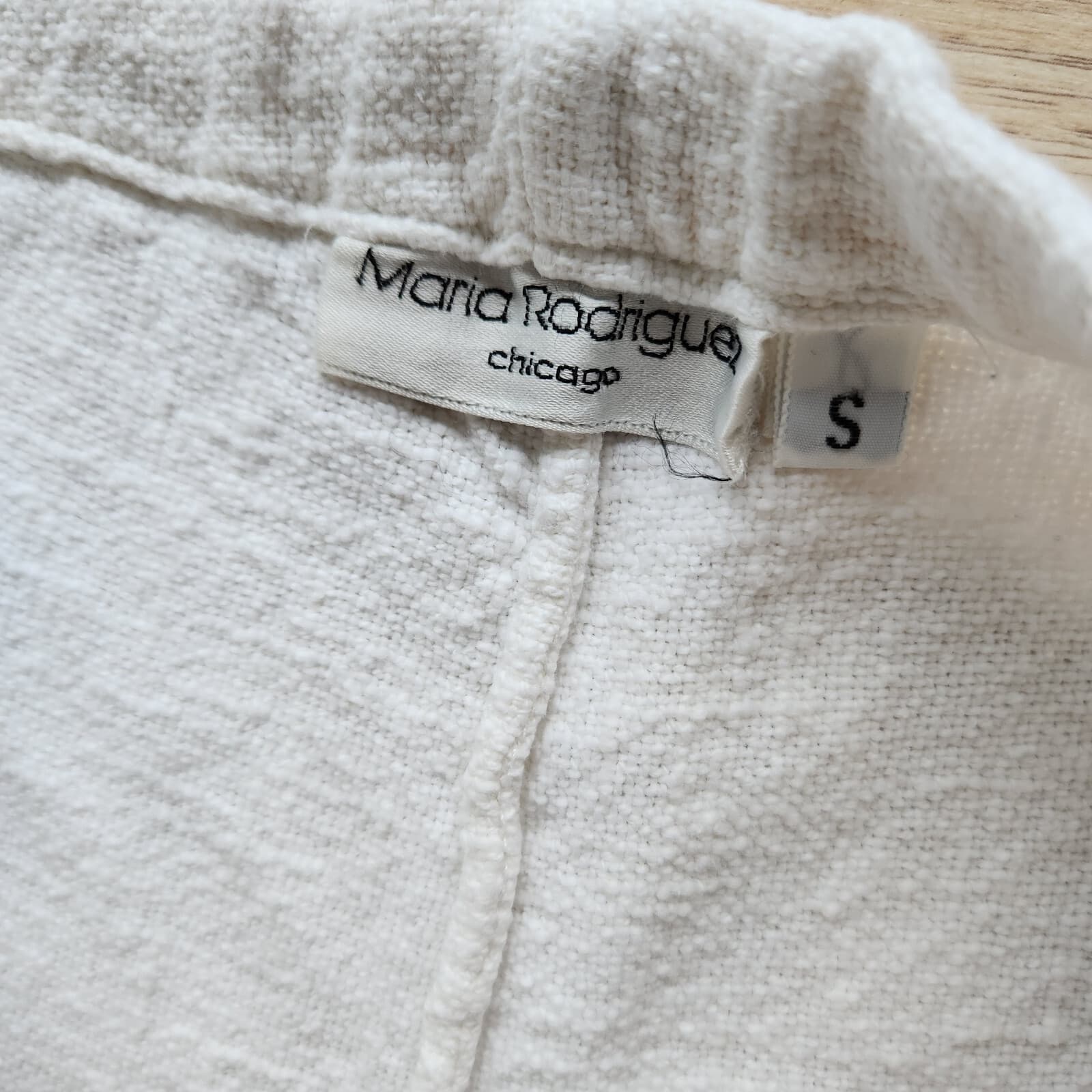 Vintage Maria Rodriguez Chicago Woven Cotton Front-Pleated Pants Pull-On White S - Thumbnail 6
