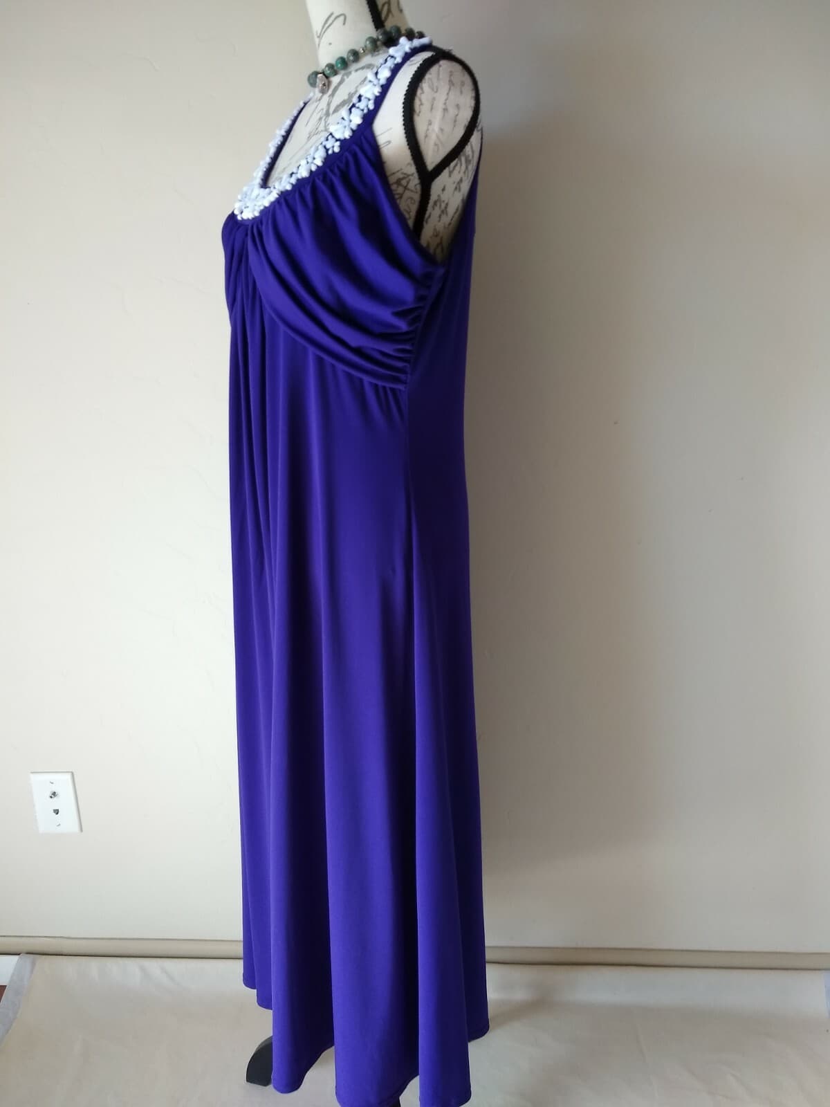 Soft Surroundings NWT Maxi Knit Dress Sleeveless Beads Embellished Purple Sz.PL - Thumbnail 5