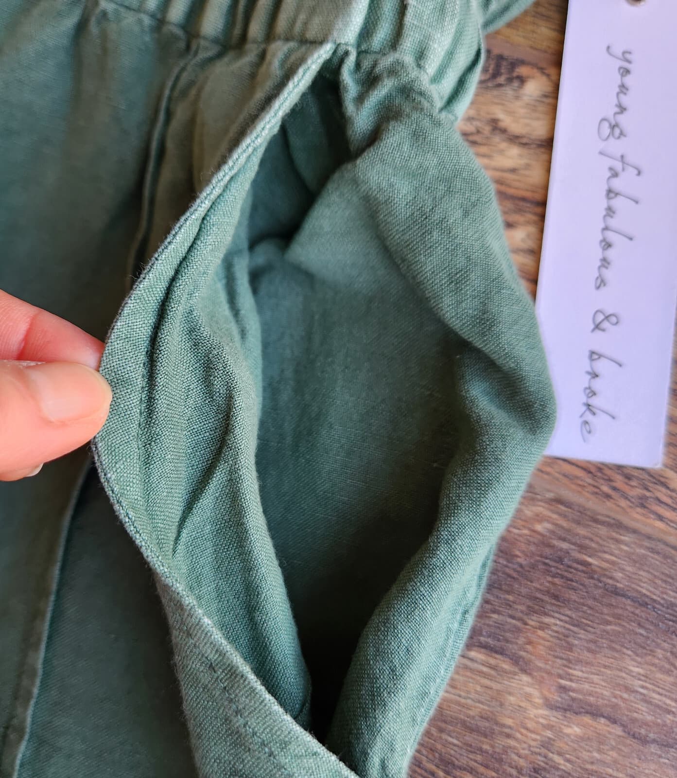 NWT YFB Young Fabulous & Broke Lake Side Romper Long Sleeve Linen Blend Green S - Thumbnail 8