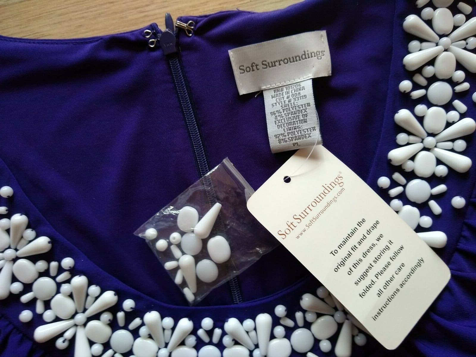 Soft Surroundings NWT Maxi Knit Dress Sleeveless Beads Embellished Purple Sz.PL - Thumbnail 8