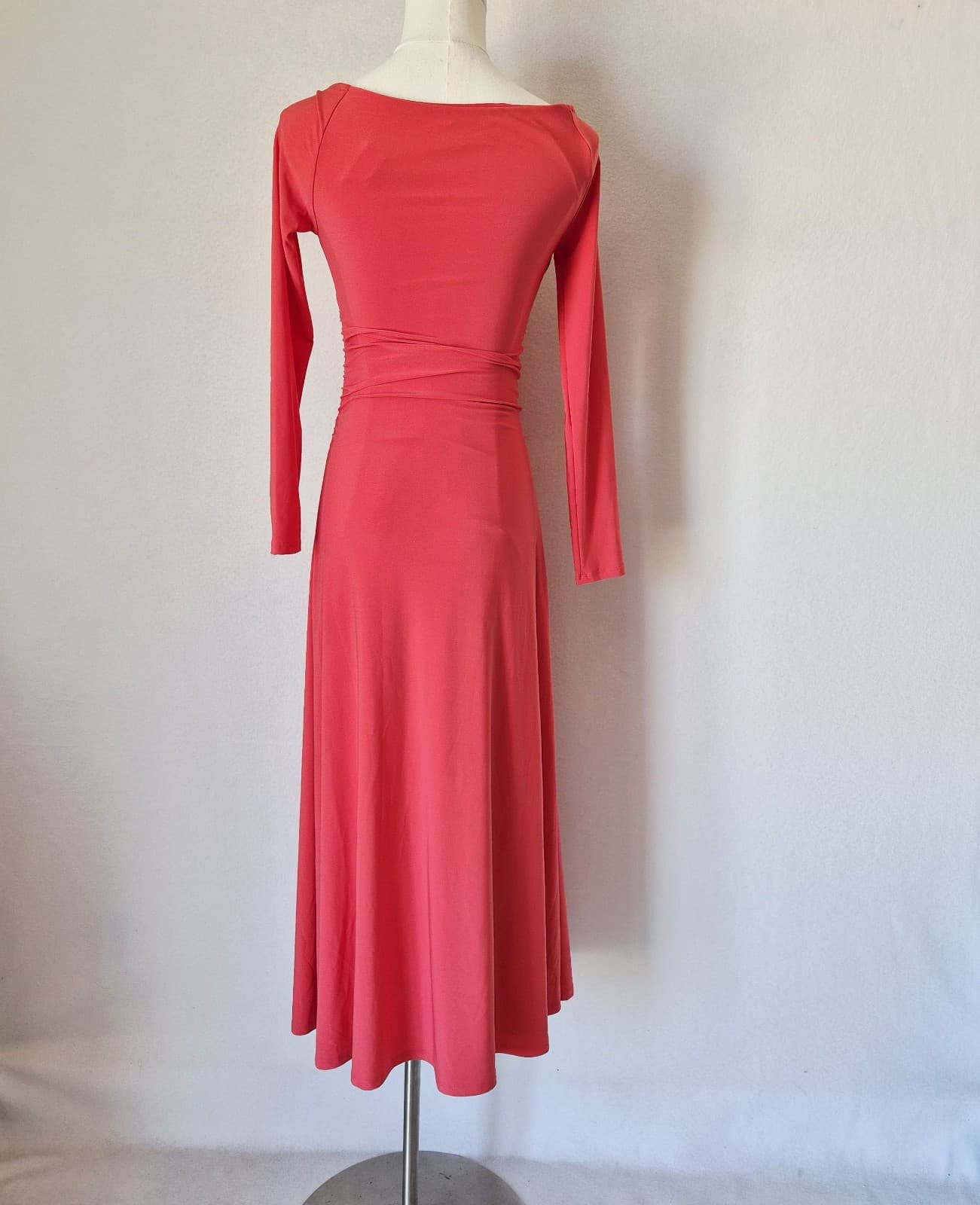 NWoT Babaton Aritzia Title Drapey Jersey Off-Shoulder Dress Long Sleeve Red XS - Thumbnail 8