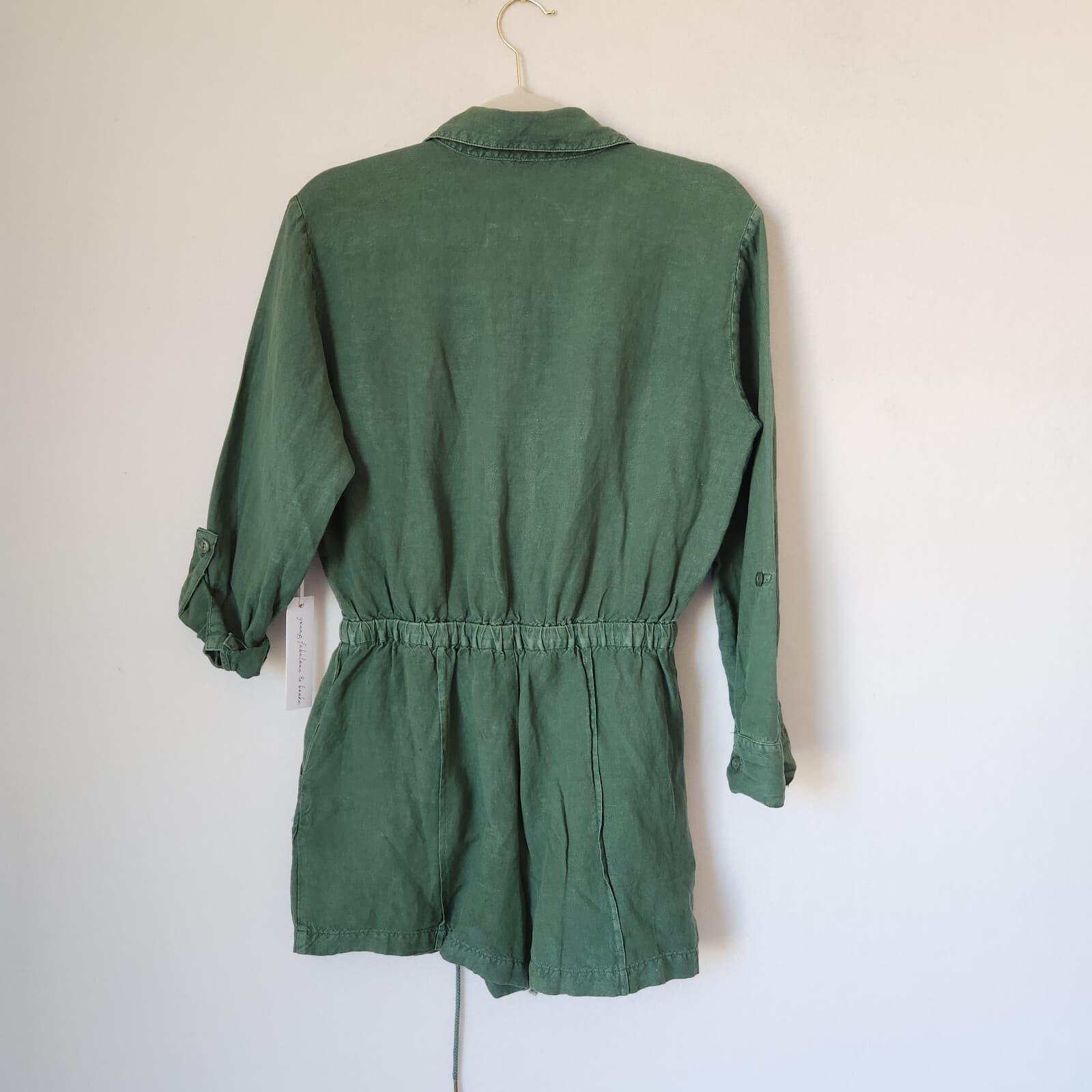 NWT YFB Young Fabulous & Broke Lake Side Romper Long Sleeve Linen Blend Green S - Thumbnail 6