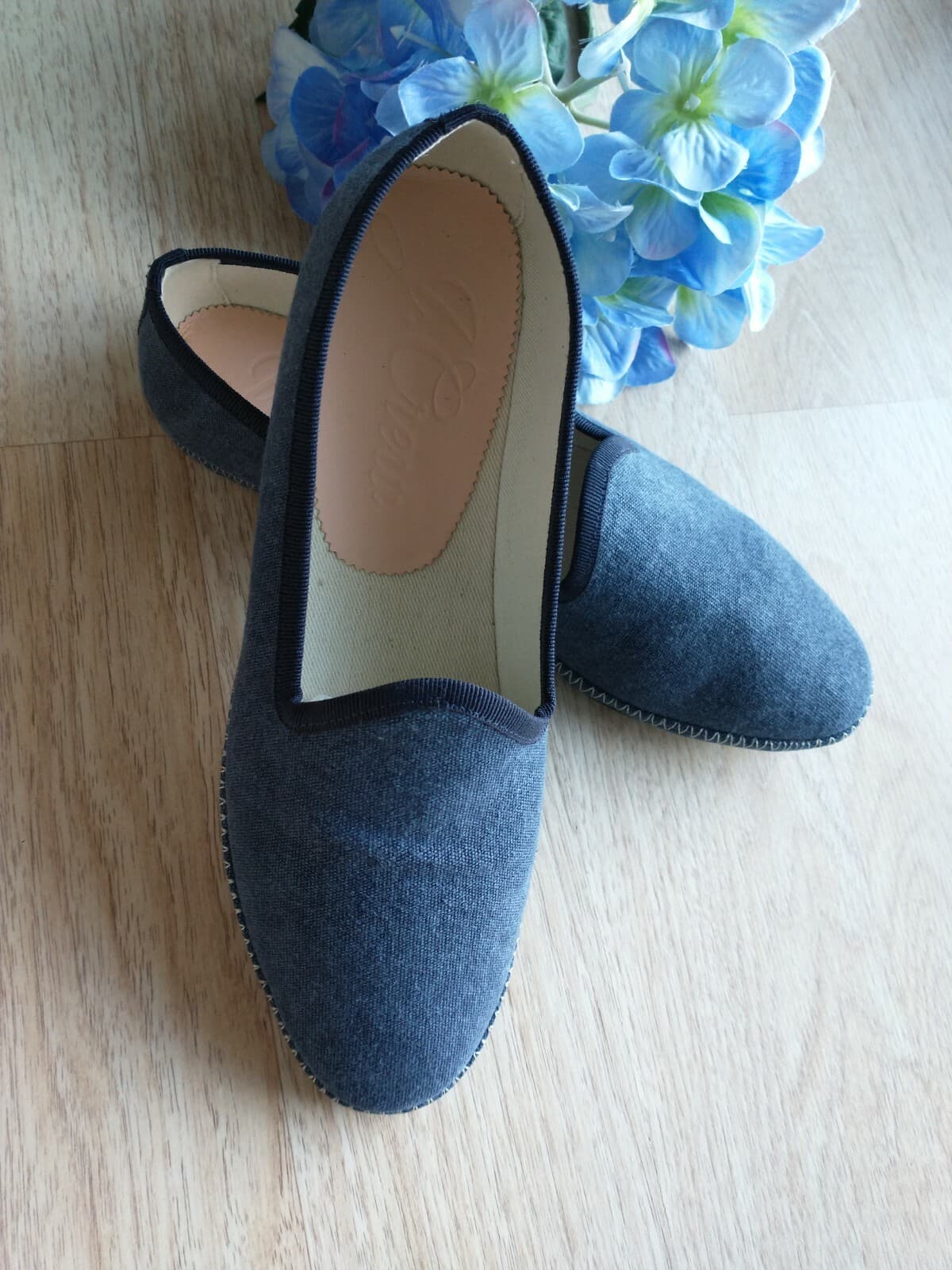 NWoB J.Crew Denim Canvas Loafers Slip-On Navy Blue Women US7.5 - Thumbnail 3