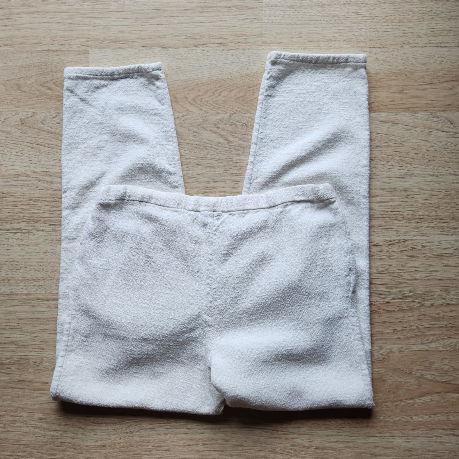 Vintage Maria Rodriguez Chicago Woven Cotton Front-Pleated Pants Pull-On White S - Thumbnail 5