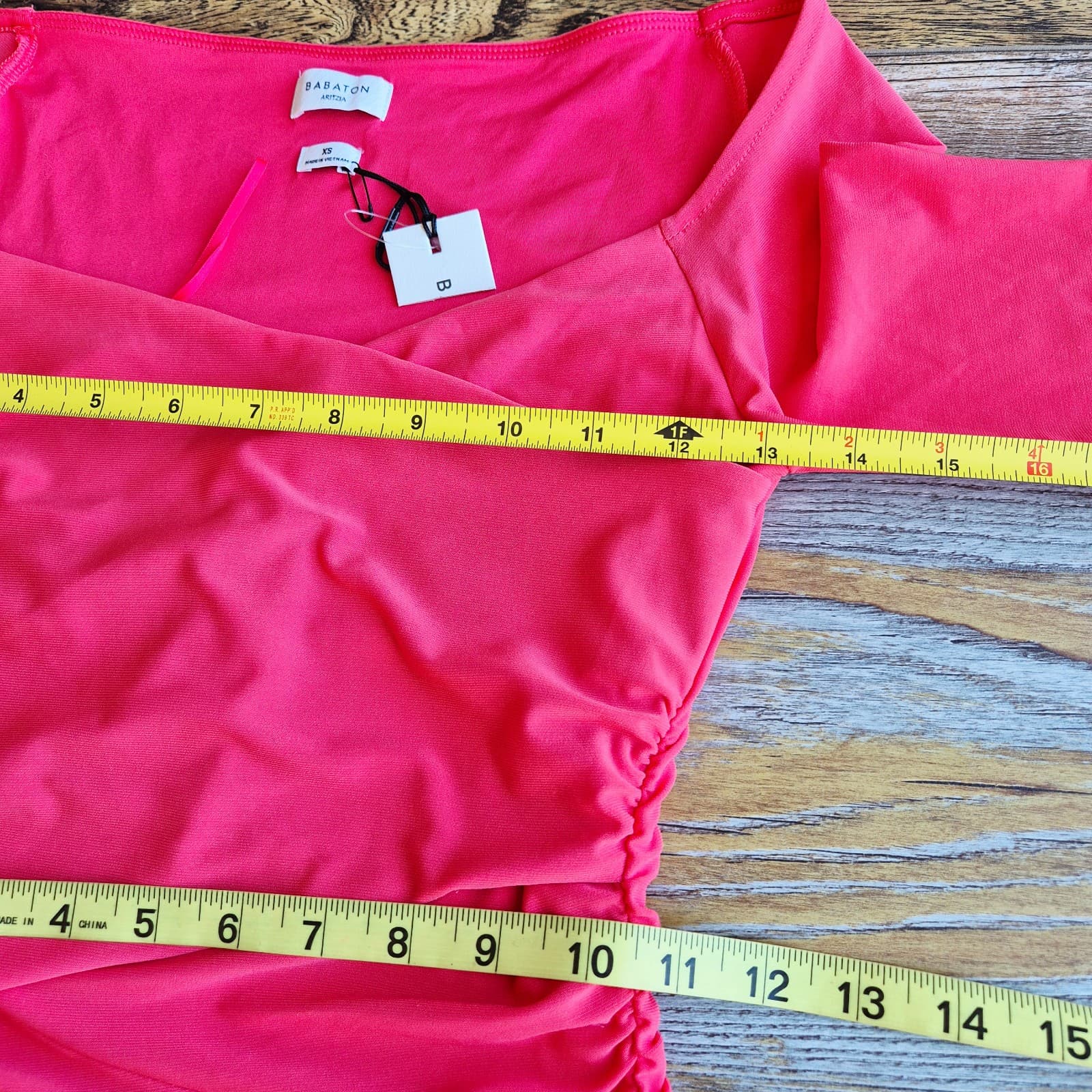 NWoT Babaton Aritzia Title Drapey Jersey Off-Shoulder Dress Long Sleeve Red XS - Thumbnail 15