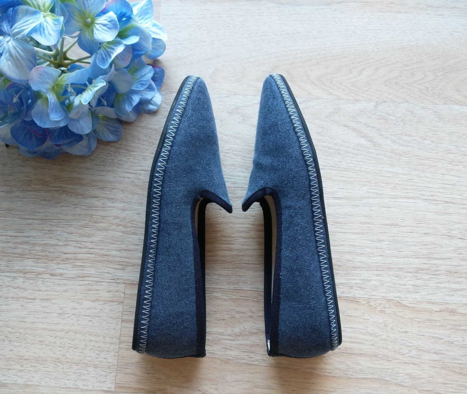 NWoB J.Crew Denim Canvas Loafers Slip-On Navy Blue Women US7.5 - Thumbnail 5