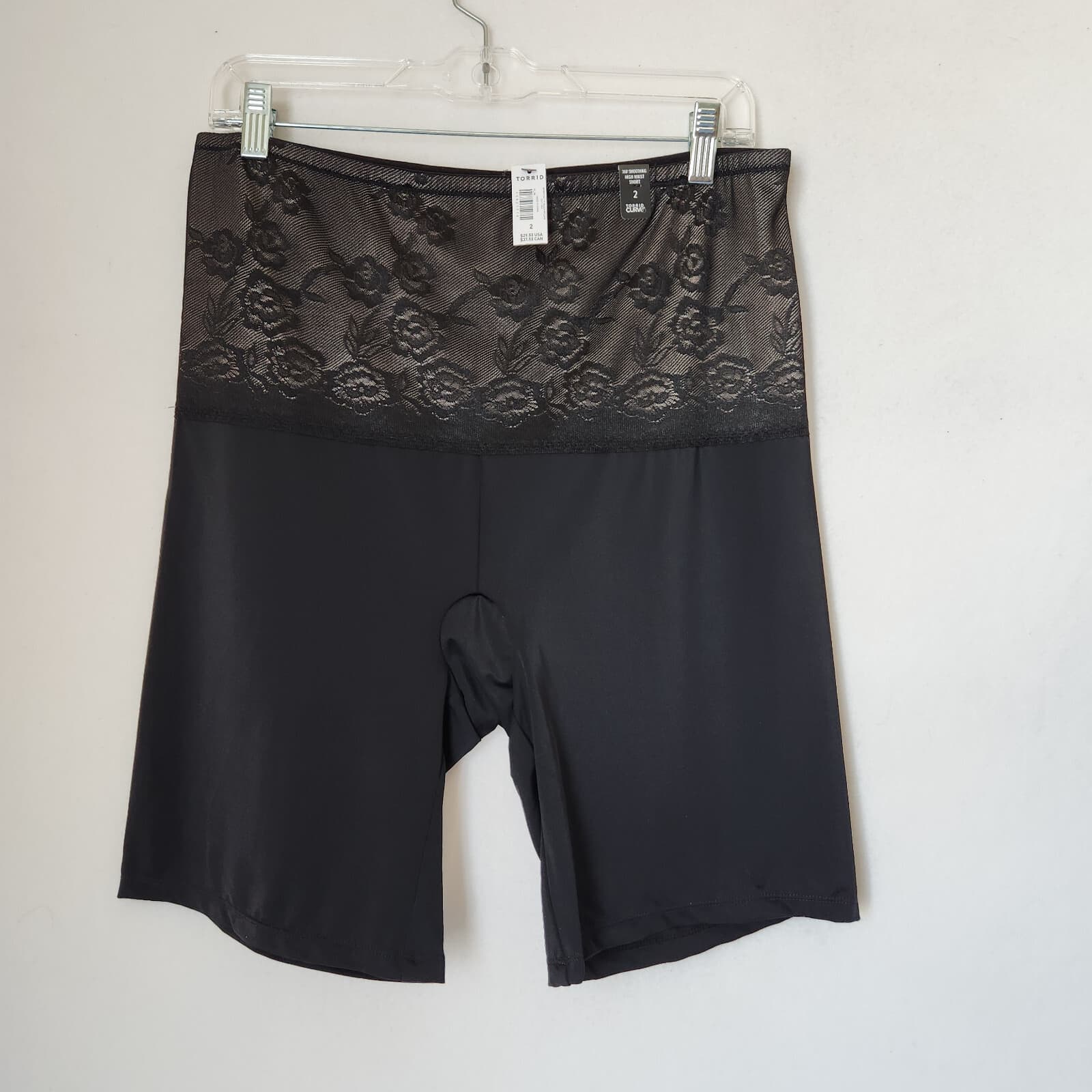 NWT Torrid Curve Microfiber Lace High-Rise Short 360° Smoothing Panty Black Sz.2 - Thumbnail 2