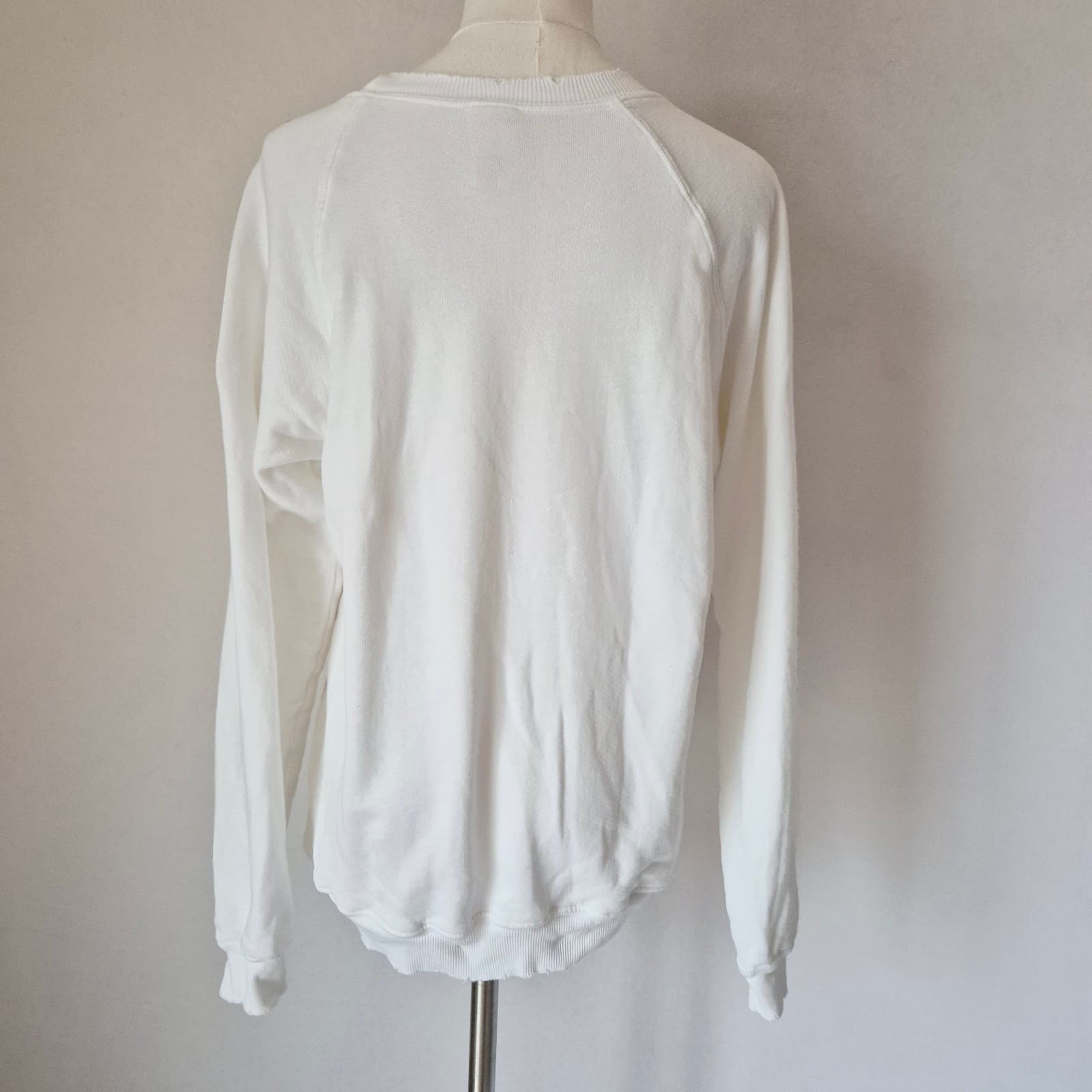 I Stole My Boyfried's Shirt The Farm Terry Distressed-Hem Sweatshirt White Sz.S - Thumbnail 5