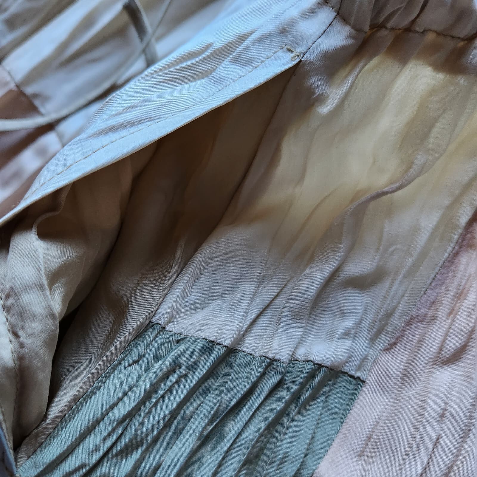 NWT Vintage J.Jill Silk Patchwork Swing Skirt Elastic Waist Pocket Sunbleched MP - Thumbnail 8