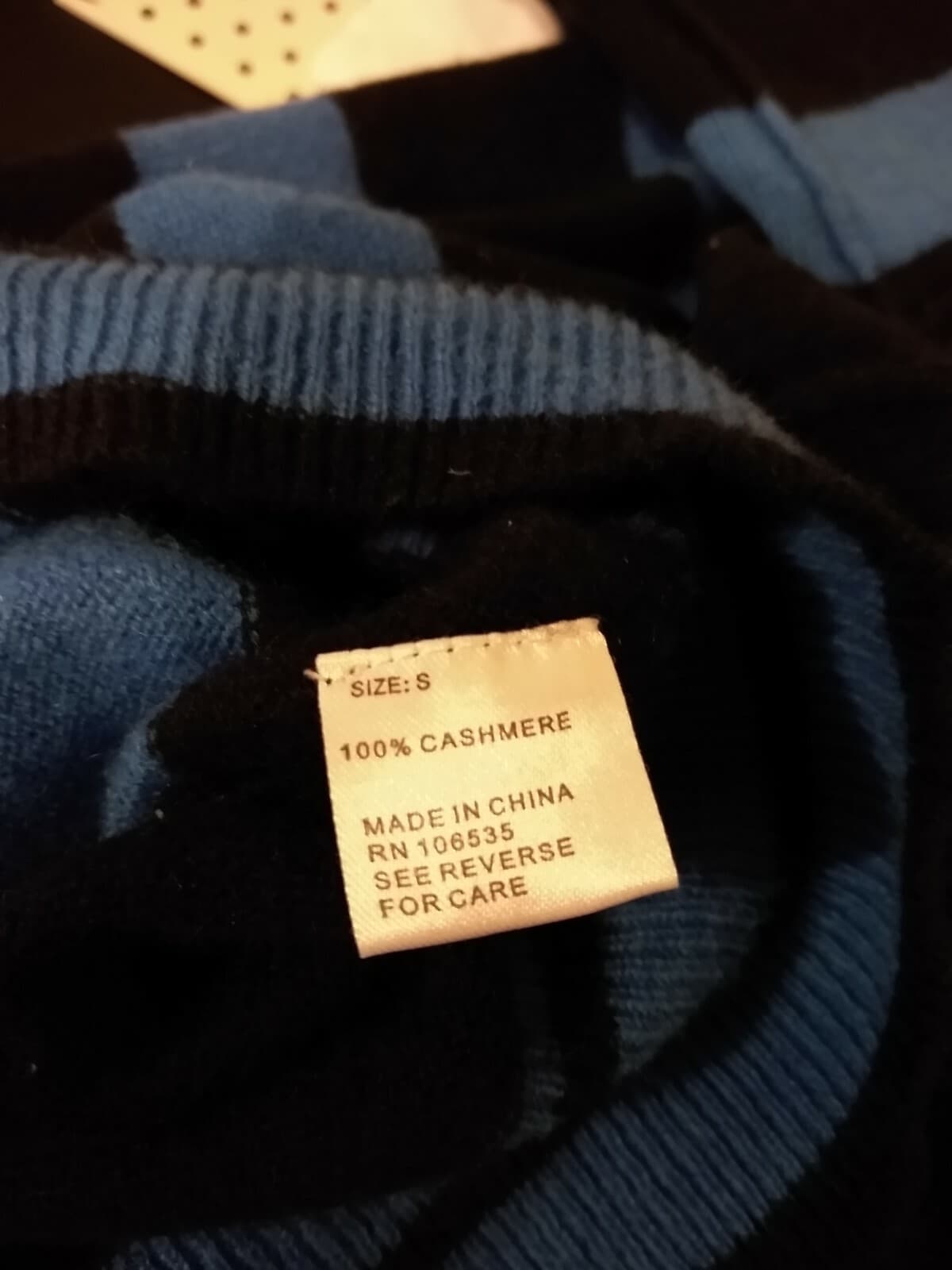 WYATT Women 100% Cashmere Sweater Pullover Crew Neck Blue Striped Sz.S - Thumbnail 9