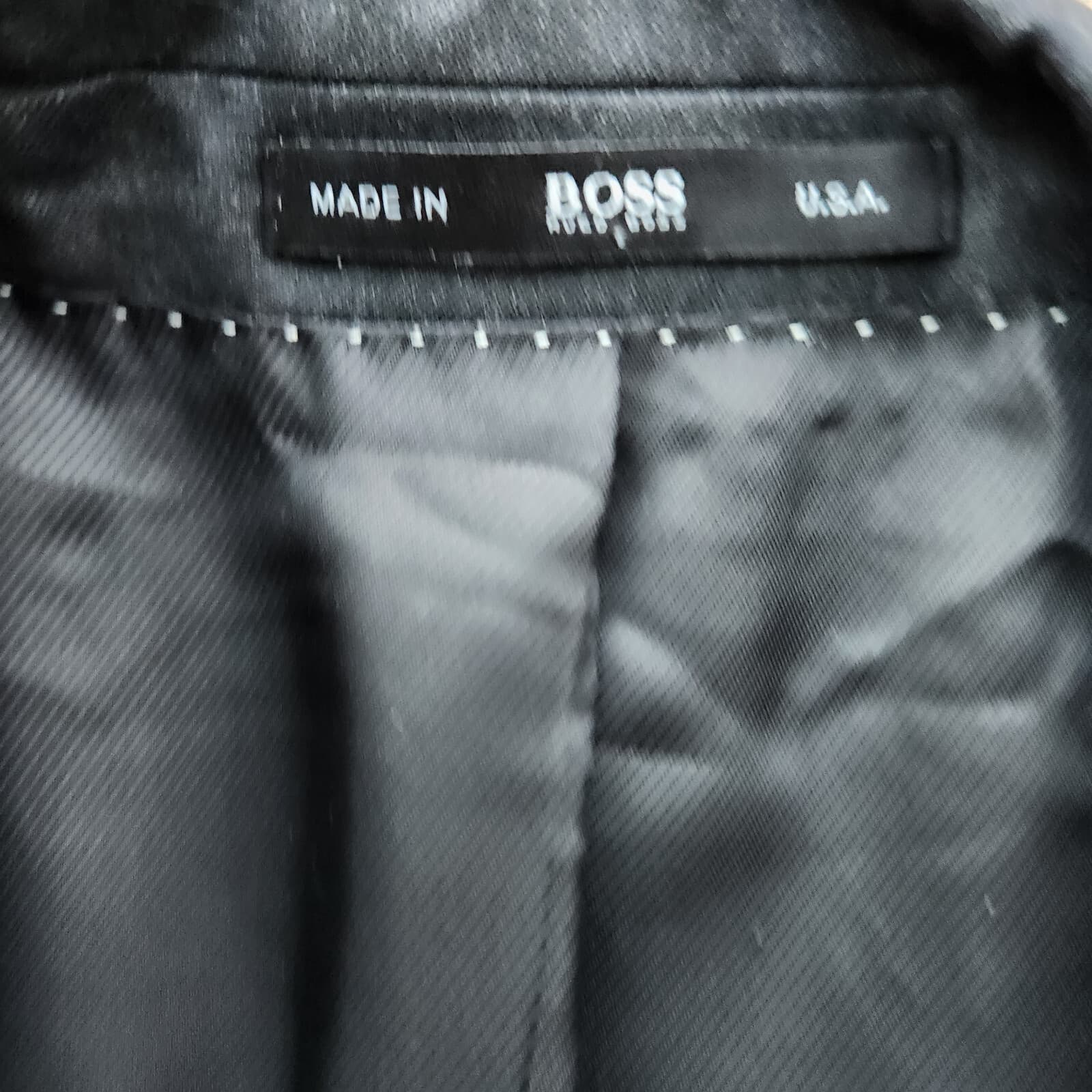Boss Hugo Boss Super 100 Virgin Wool Sport Coat Blazer Black Men's 46L USA Made - Thumbnail 5