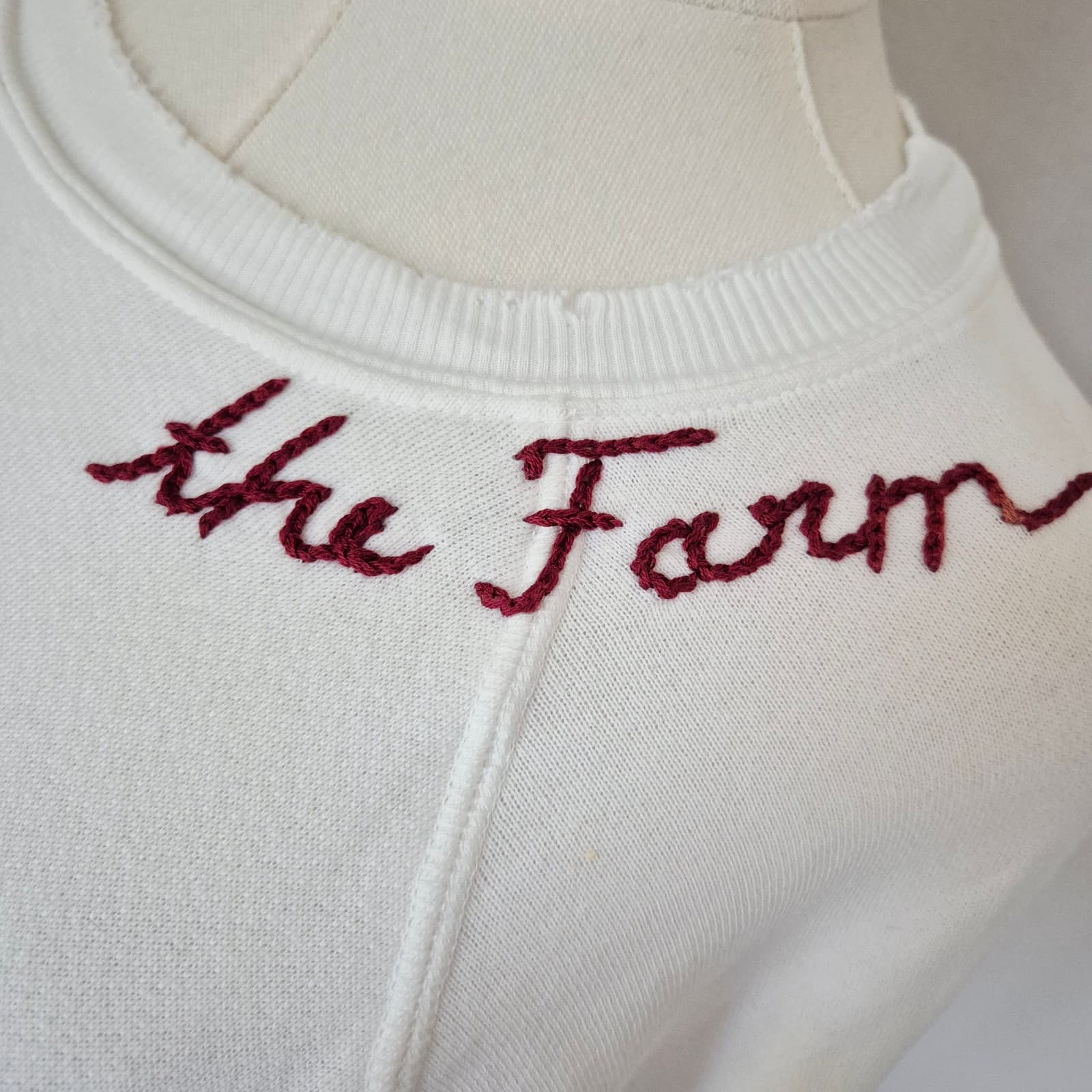 I Stole My Boyfried's Shirt The Farm Terry Distressed-Hem Sweatshirt White Sz.S - Thumbnail 4