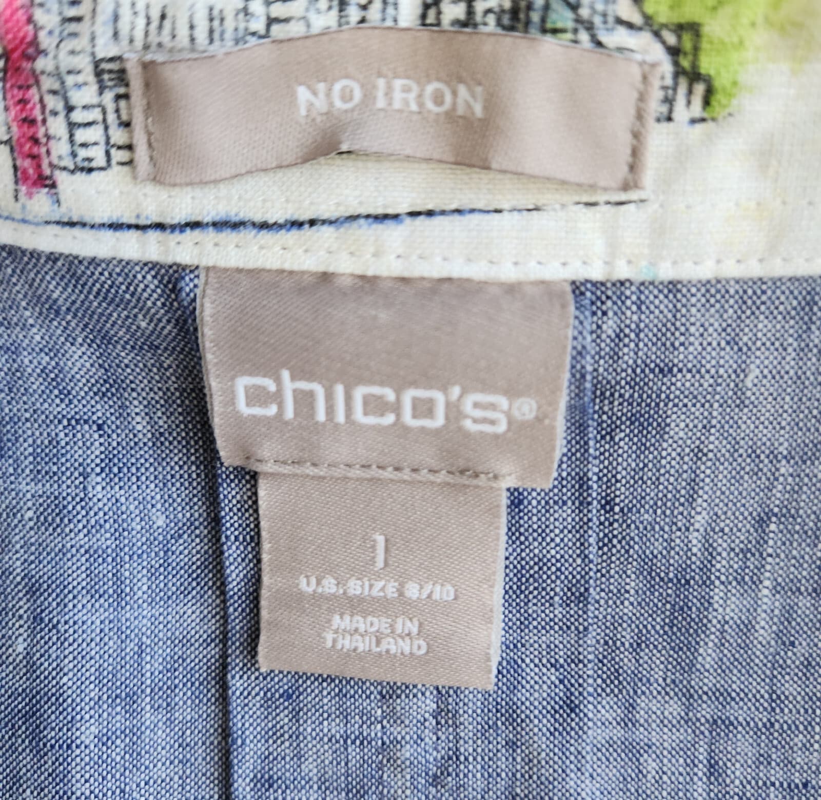 Chico's No Iron 100% Linen Button-Up Tunic Shirt 3/4 Sleeve Blue Size 1 (8/10) - Thumbnail 9