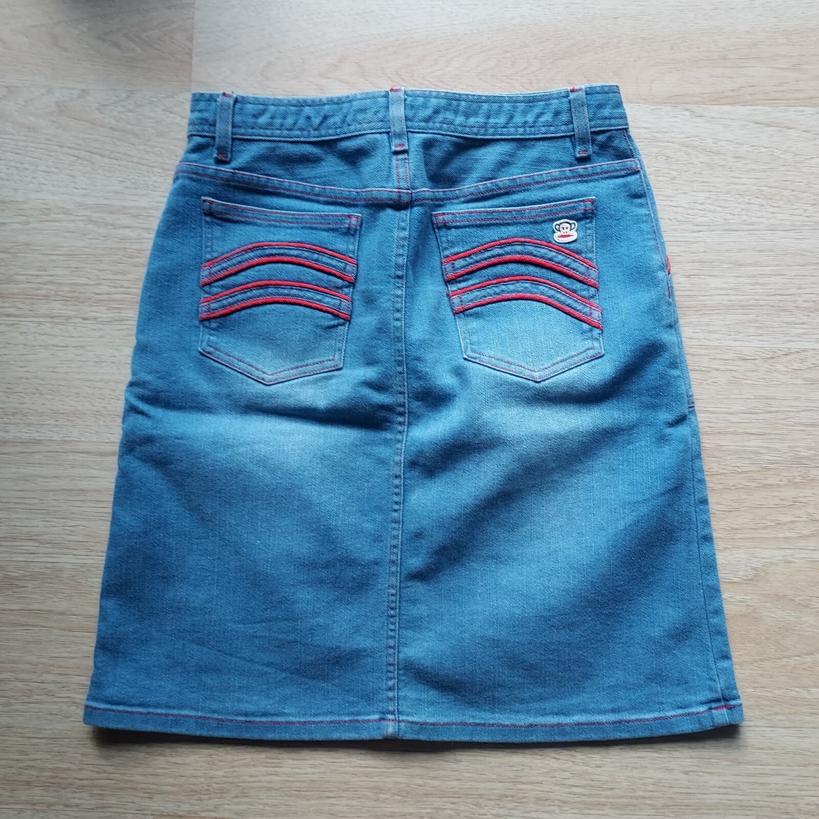 Vintage'90s Paul Frank Mini Pencil Straight Jean Skirt Zip Blue Denim Sz.1 (30") - Thumbnail 2
