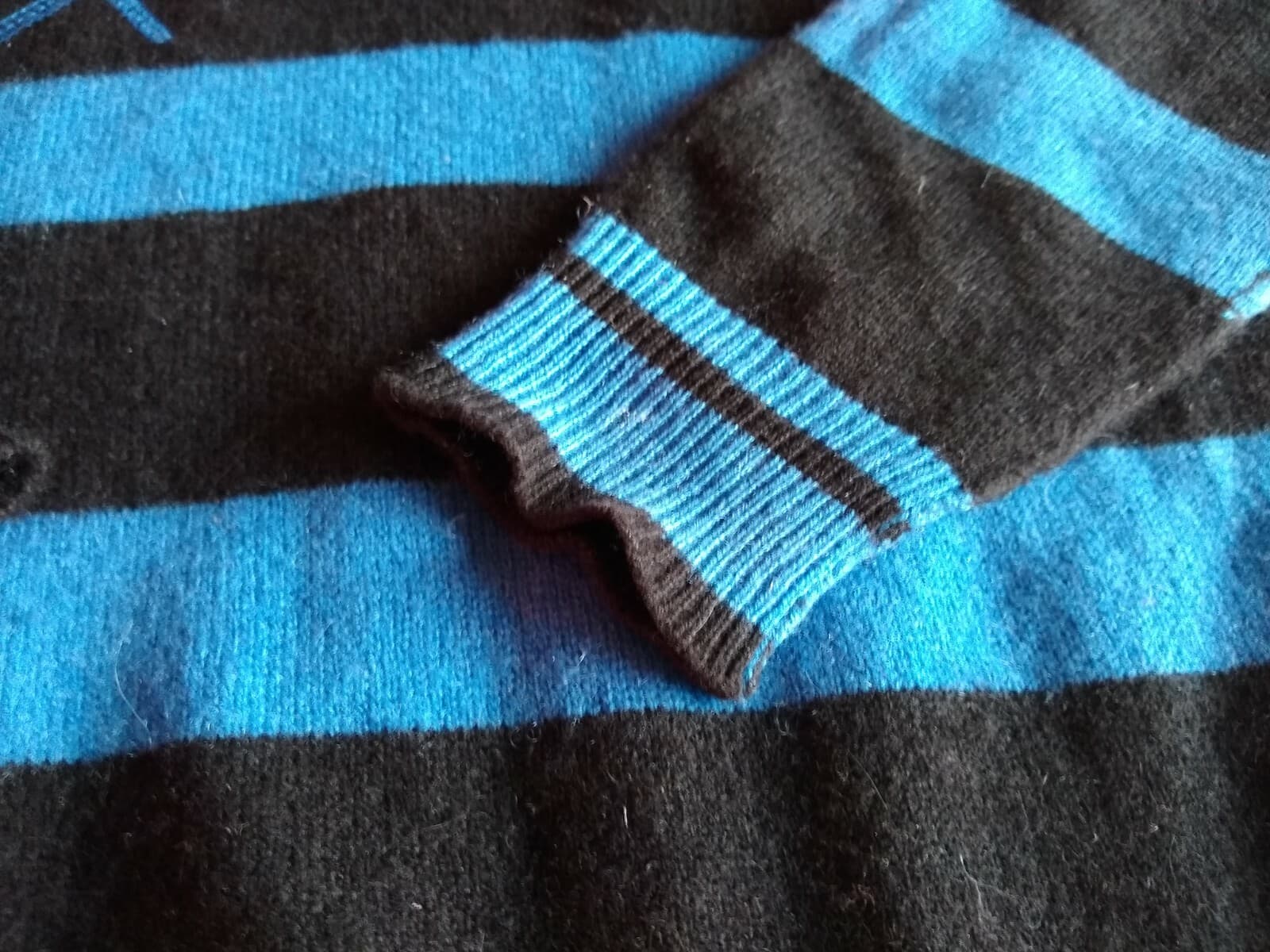 WYATT Women 100% Cashmere Sweater Pullover Crew Neck Blue Striped Sz.S - Thumbnail 5