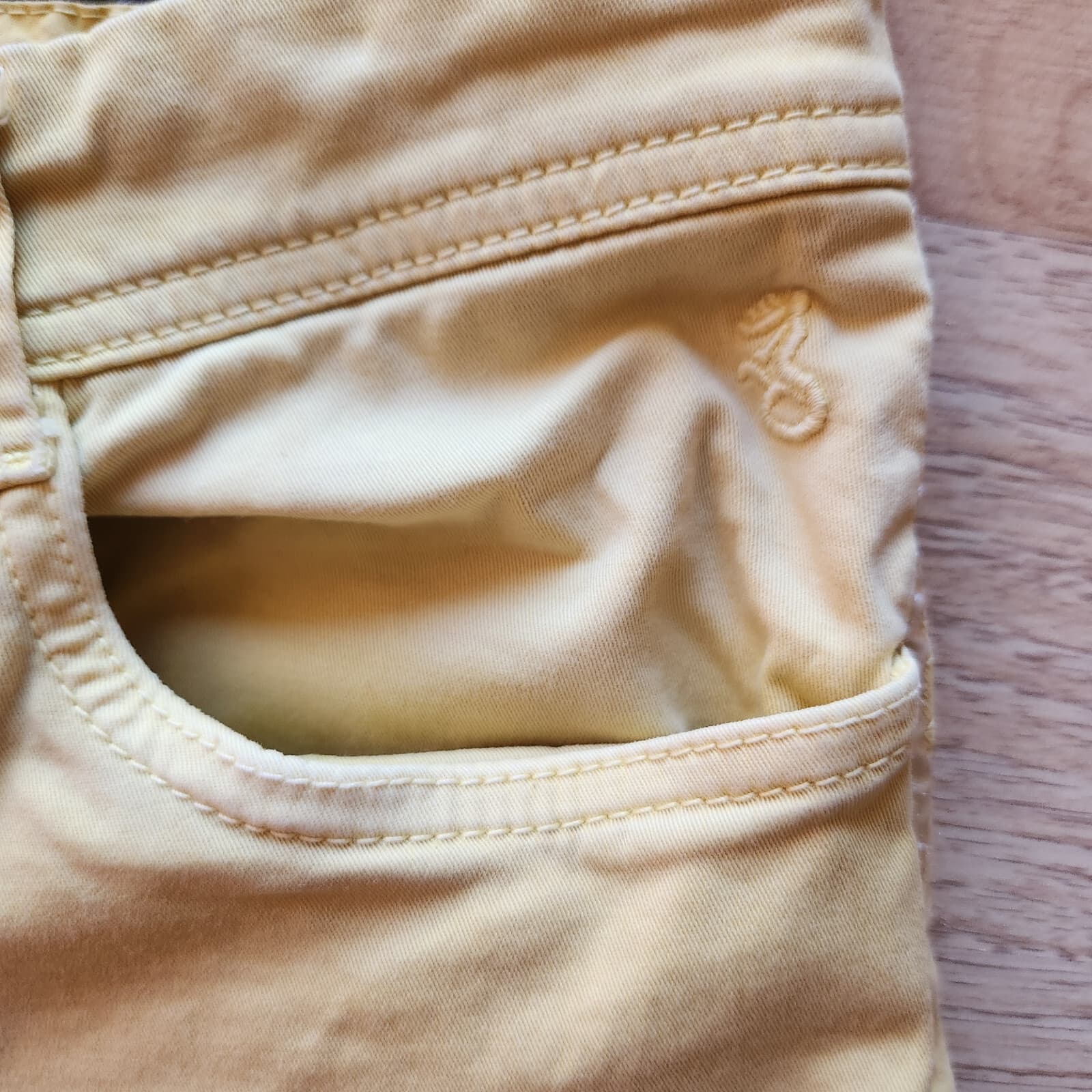 Summum Woman Ankle Slim Casual Pants Side-Stripe Zip Pocket Light Yellow Sz.40 - Thumbnail 5